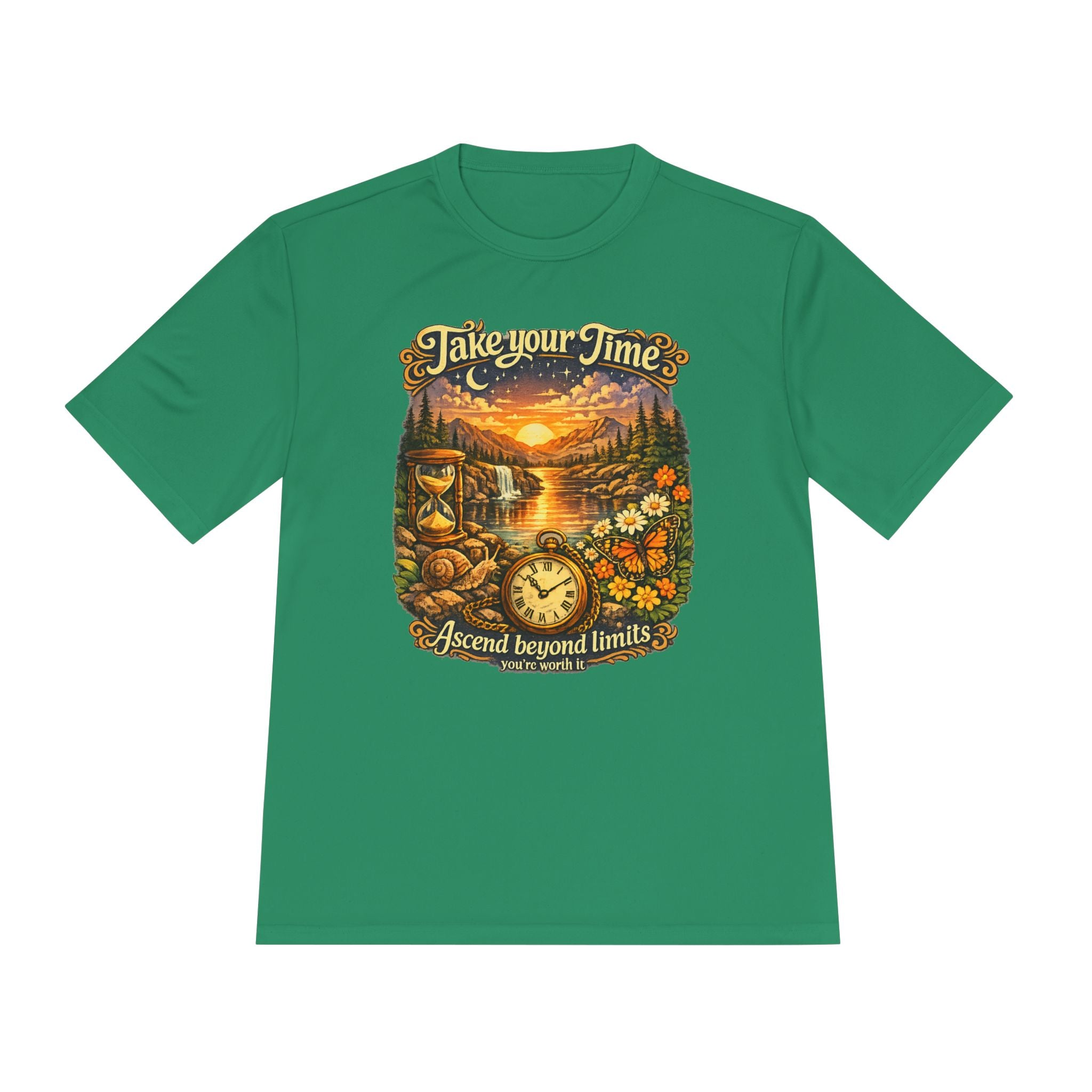 Take Your Time Scenic Tee — 'Take Your Time, Ascend Beyond Limits' Relaxed Vintage Nature Shirt
