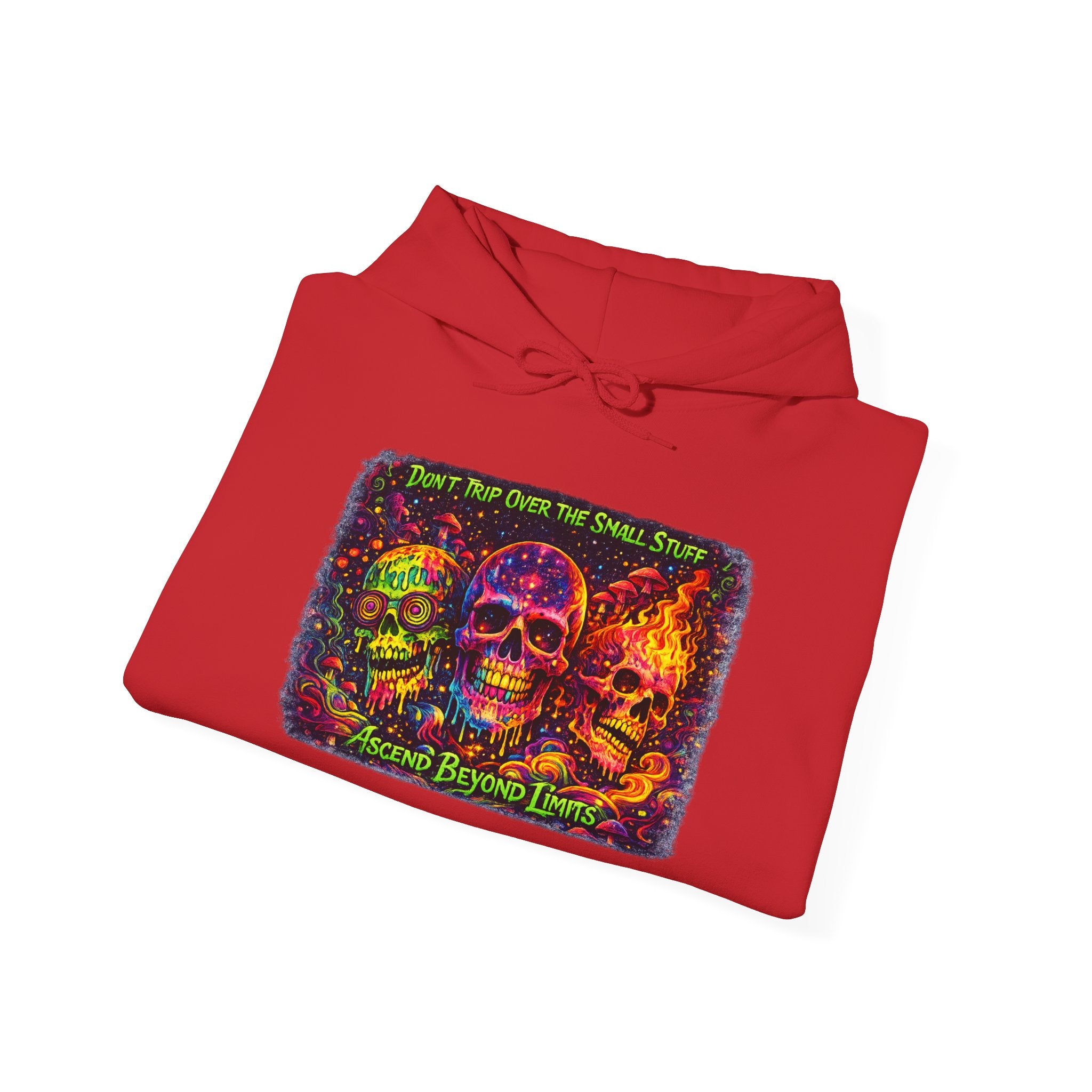 Psychedelic Skull Hoodie – "Faces Beyond Limits" Neon Horror Pullover