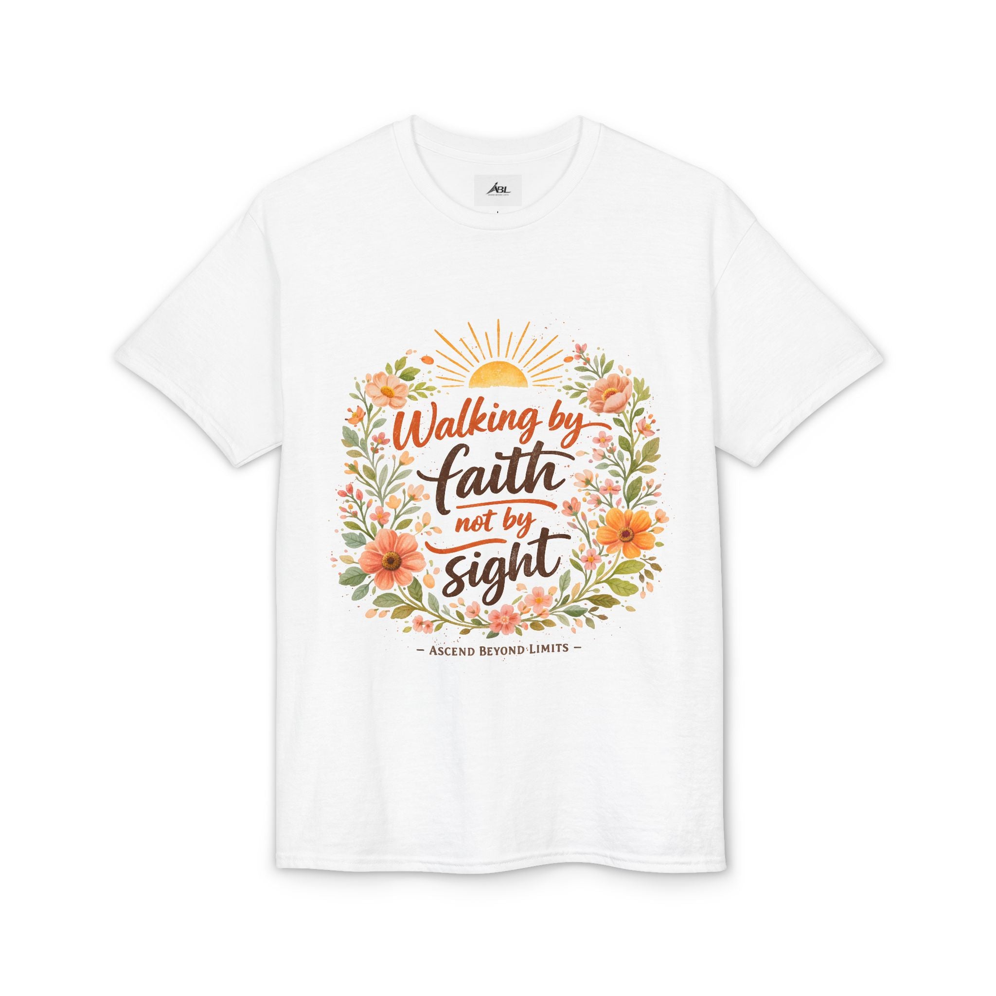 Faith Floral T-Shirt — "Walking by Faith, Not by Sight" Inspirational Tee