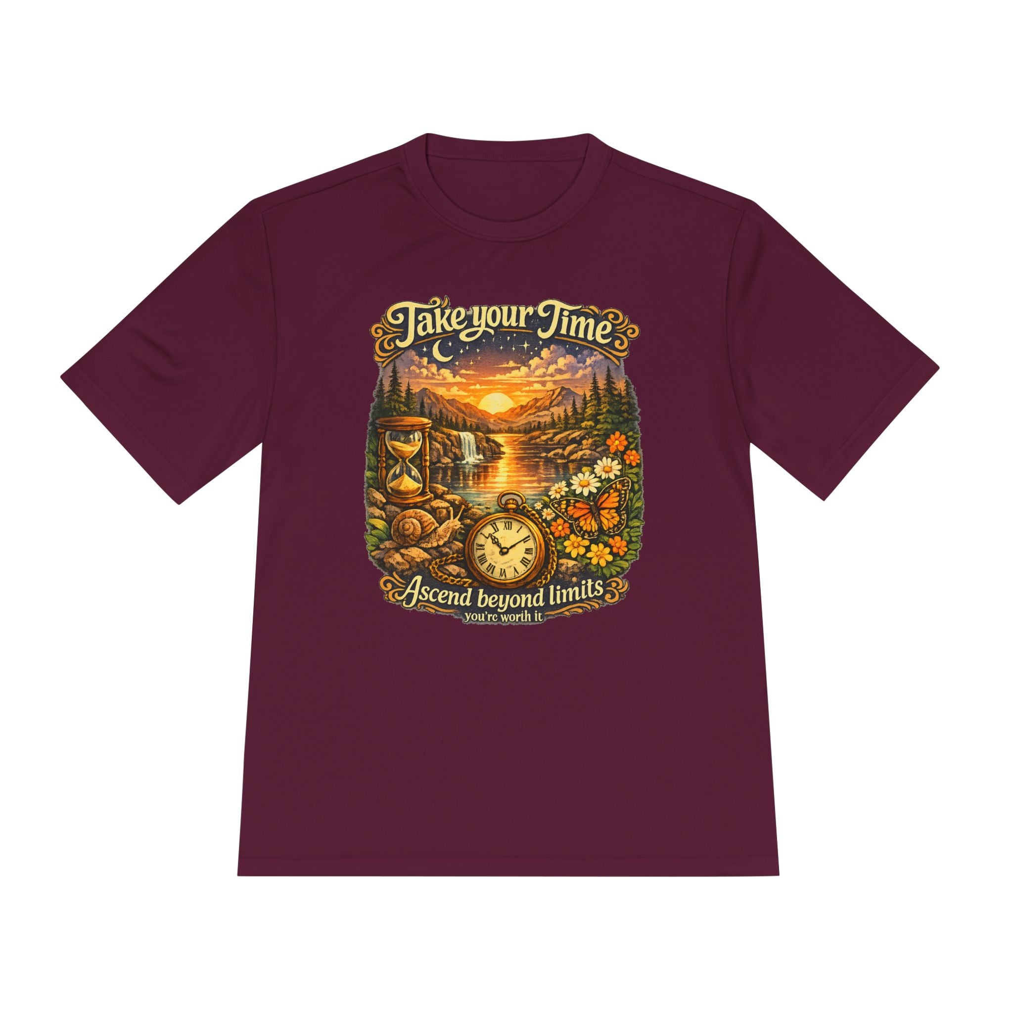 Take Your Time Scenic Tee — 'Take Your Time, Ascend Beyond Limits' Relaxed Vintage Nature Shirt