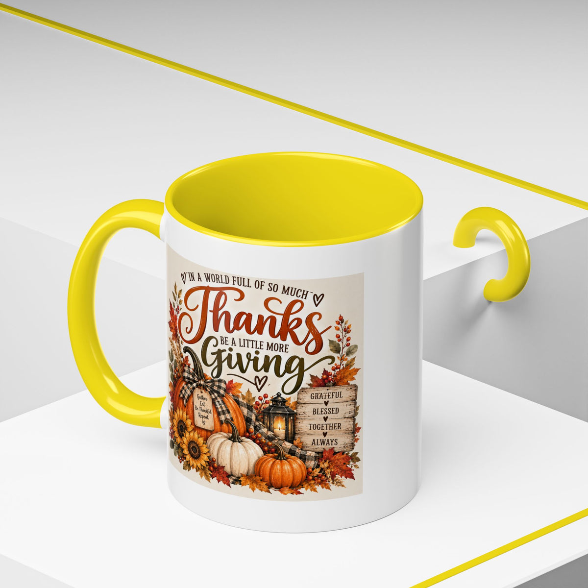 Thanks Be a Little More Giving — Thanksgiving Accent Mug