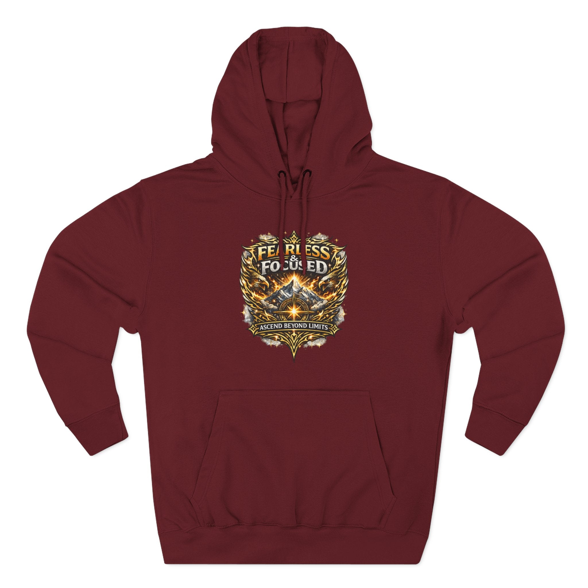 Fearless & Focused Shield Hoodie — Motivational Graphic Pullover