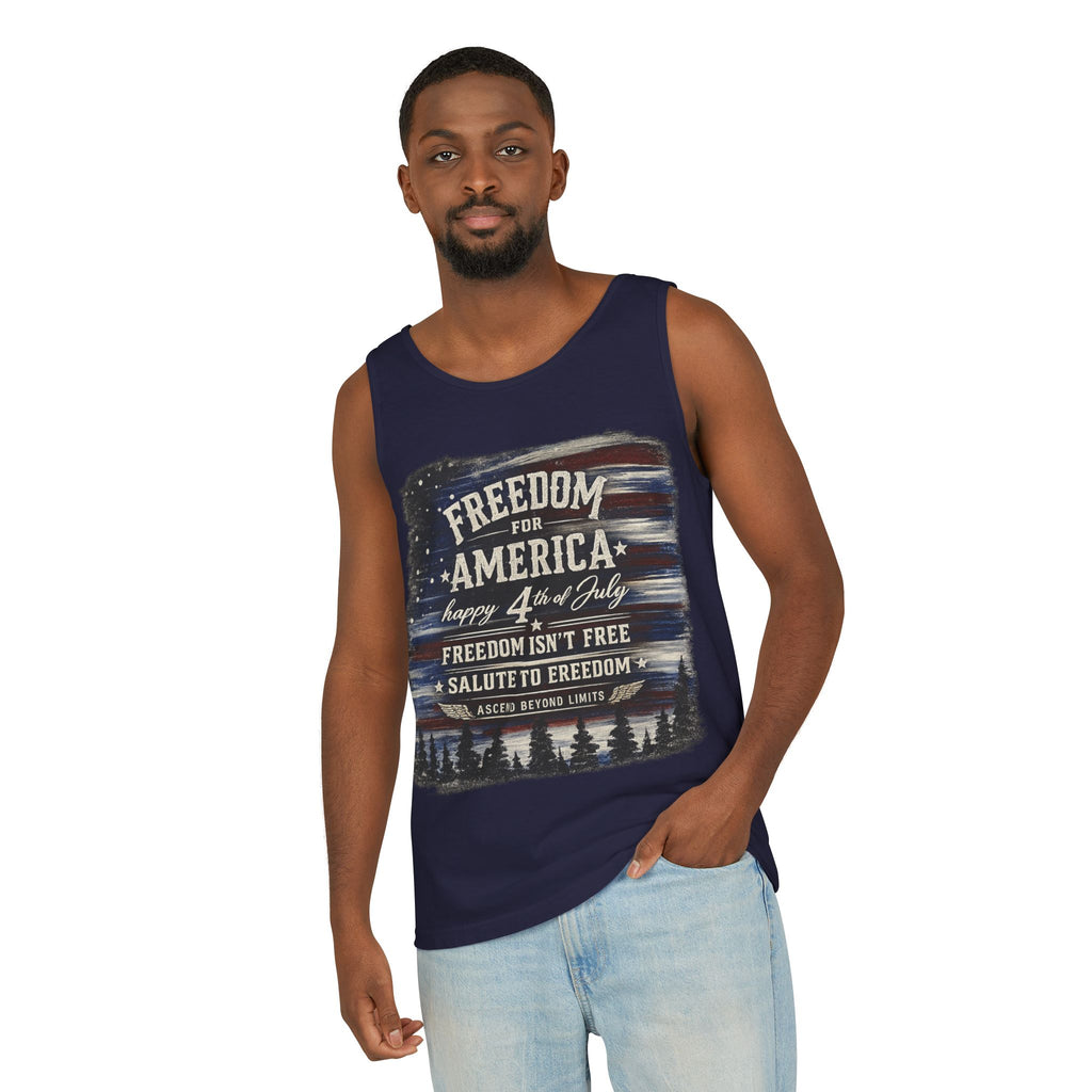 Freedom for America 4th of July Tank Top — Patriotic Salute to Freedom