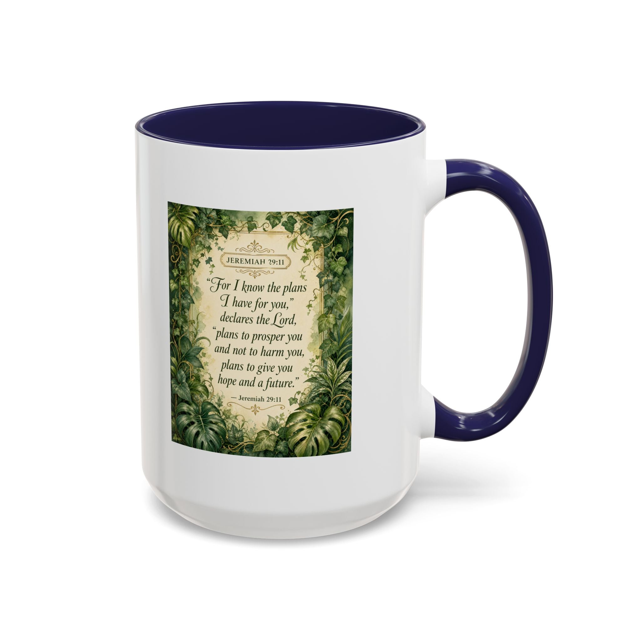 Jeremiah 29:11 Inspirational Coffee Mug – Bible Verse Floral Accent (11/15oz)