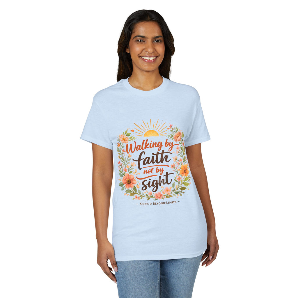 Faith Floral T-Shirt — "Walking by Faith, Not by Sight" Inspirational Tee