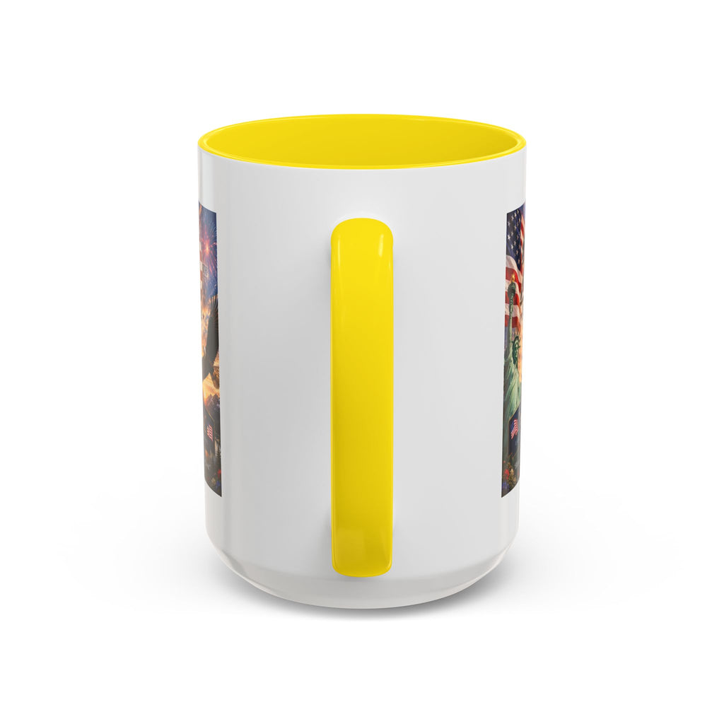 Happy 250th America Coffee Mug — Patriotic Statue of Liberty & Eagle 4th of July Gift