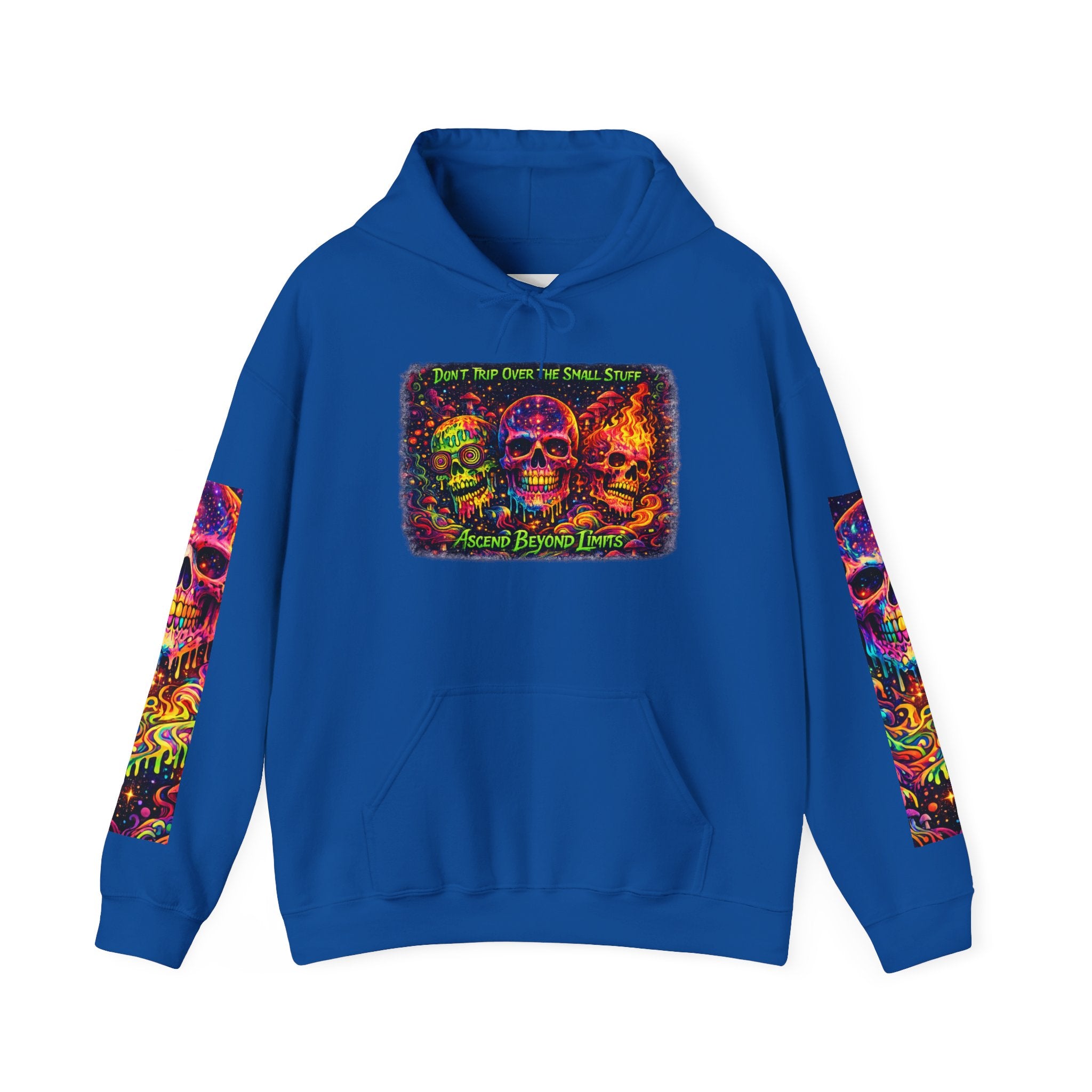 Psychedelic Skull Hoodie – "Faces Beyond Limits" Neon Horror Pullover
