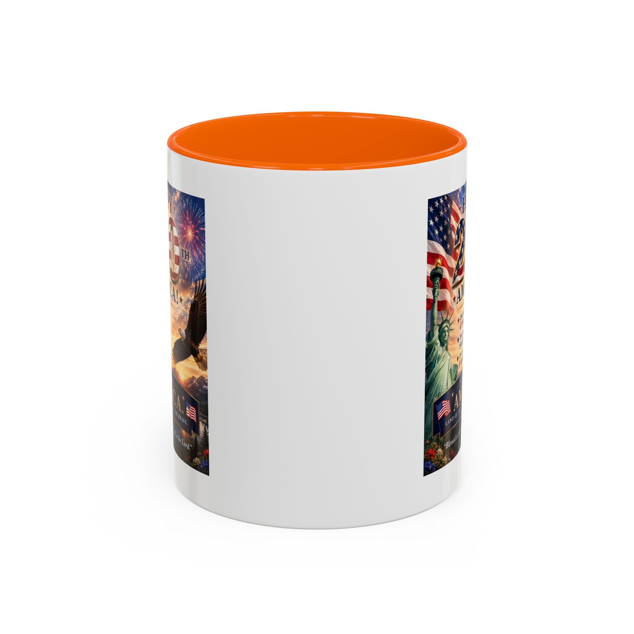 Happy 250th America Coffee Mug — Patriotic Statue of Liberty & Eagle 4th of July Gift