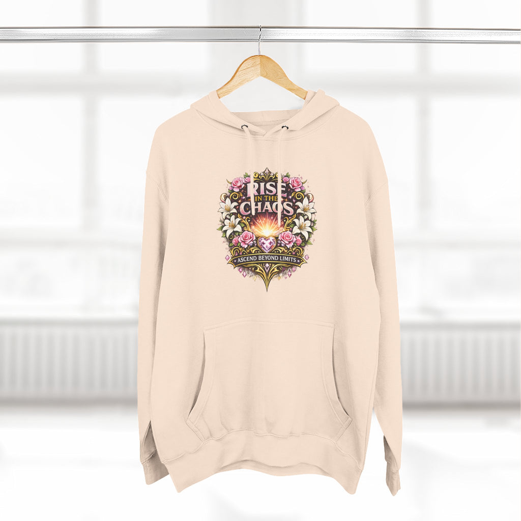Floral 'Rise from Chaos' Hoodie — Vintage Crest Graphic Pullover
