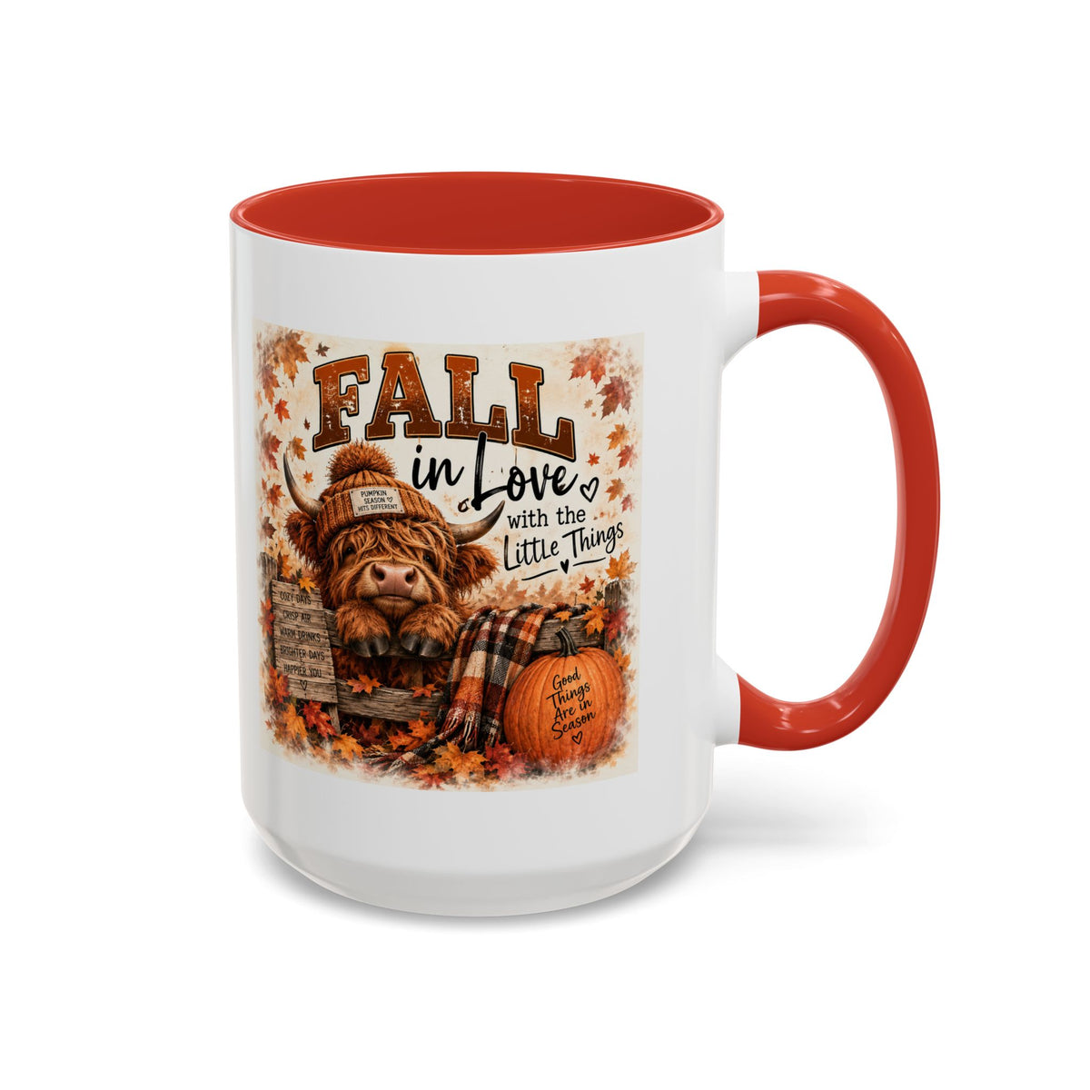 Fall in Love With the Little Things — Highland Cow Mug