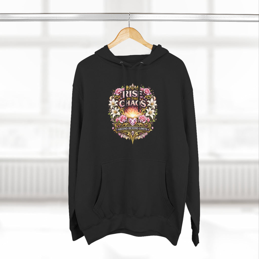 Floral 'Rise from Chaos' Hoodie — Vintage Crest Graphic Pullover