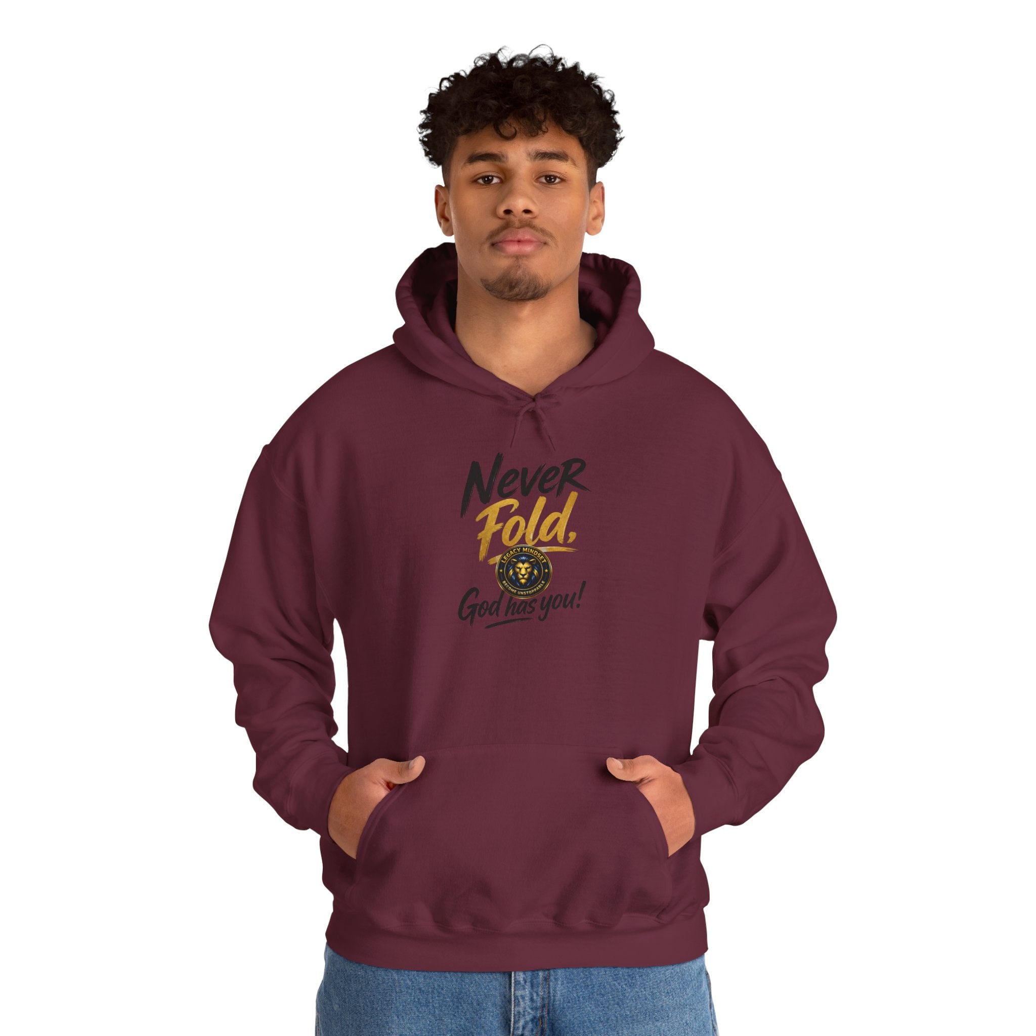 Never Fold Hoodie — 'God Has You' Faith Graphic Sweatshirt