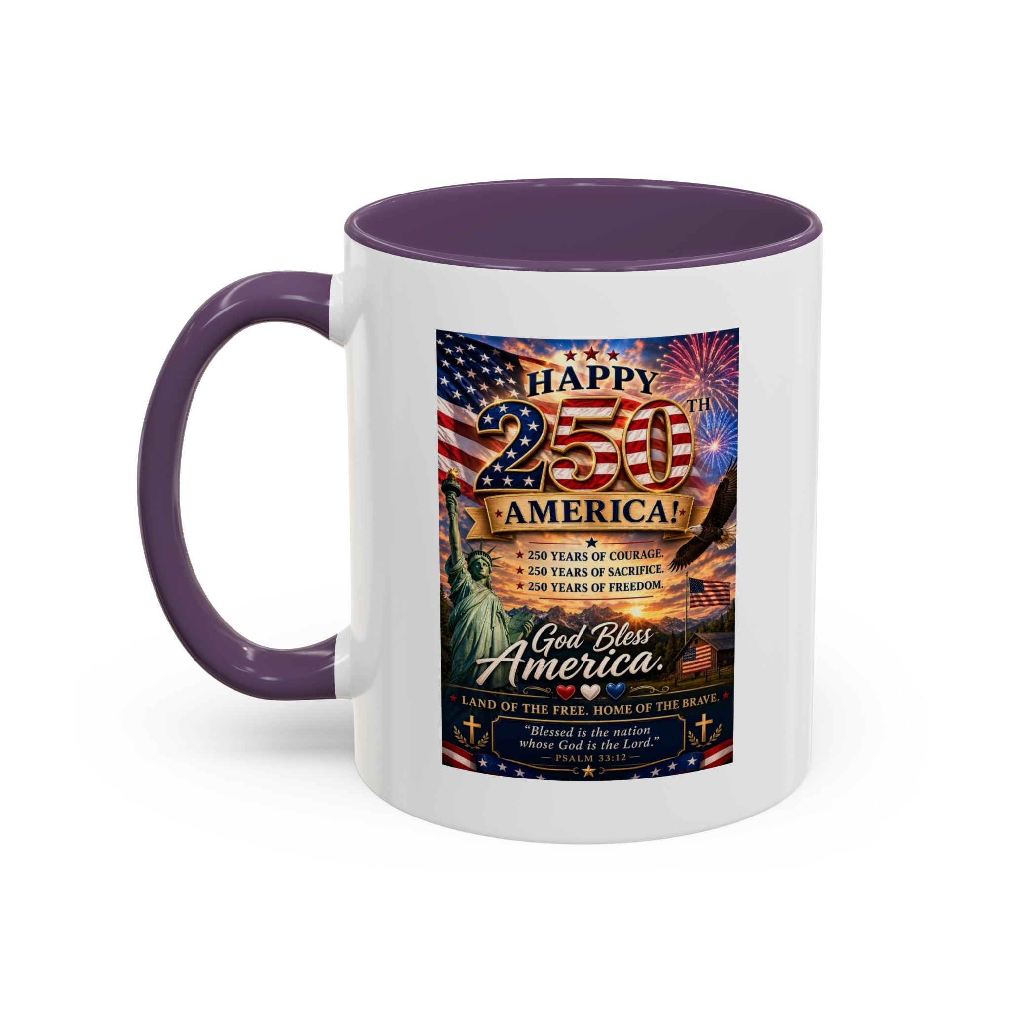 Patriotic Coffee Mug - "Happy 250 America!" Anniversary Design
