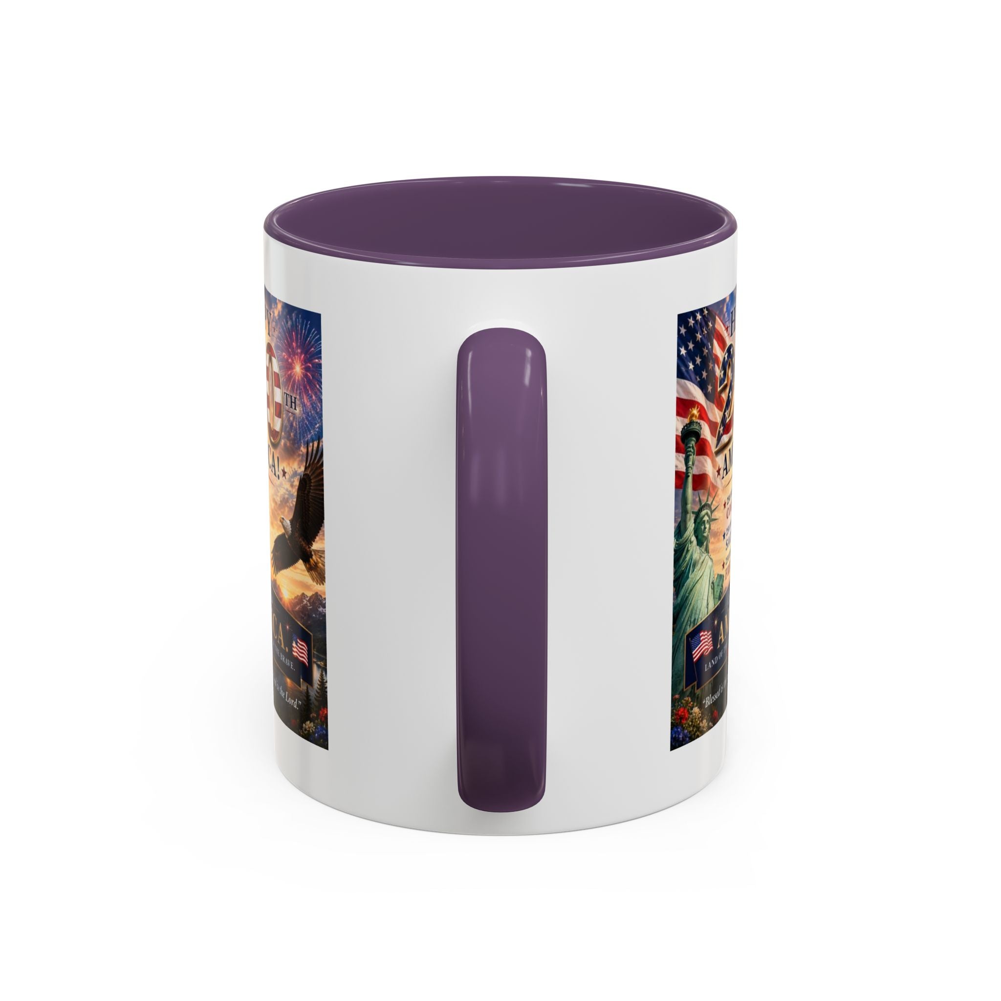 Happy 250th America Coffee Mug — Patriotic Statue of Liberty & Eagle 4th of July Gift