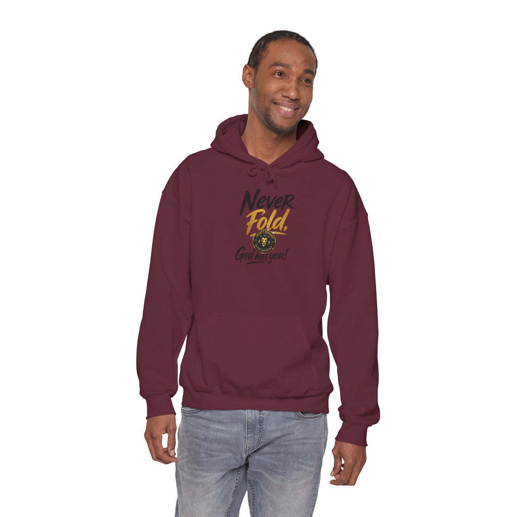 Never Fold Hoodie — 'God Has You' Faith Graphic Sweatshirt