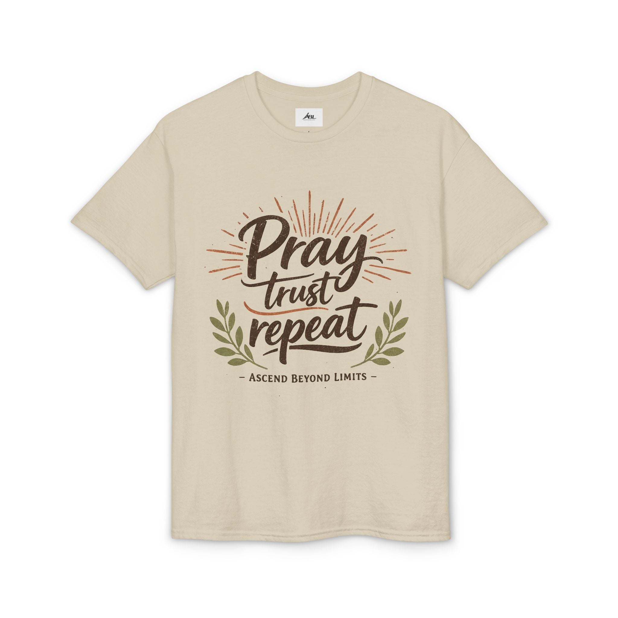 Pray Trust Repeat T-Shirt — Inspirational Christian Faith Tee