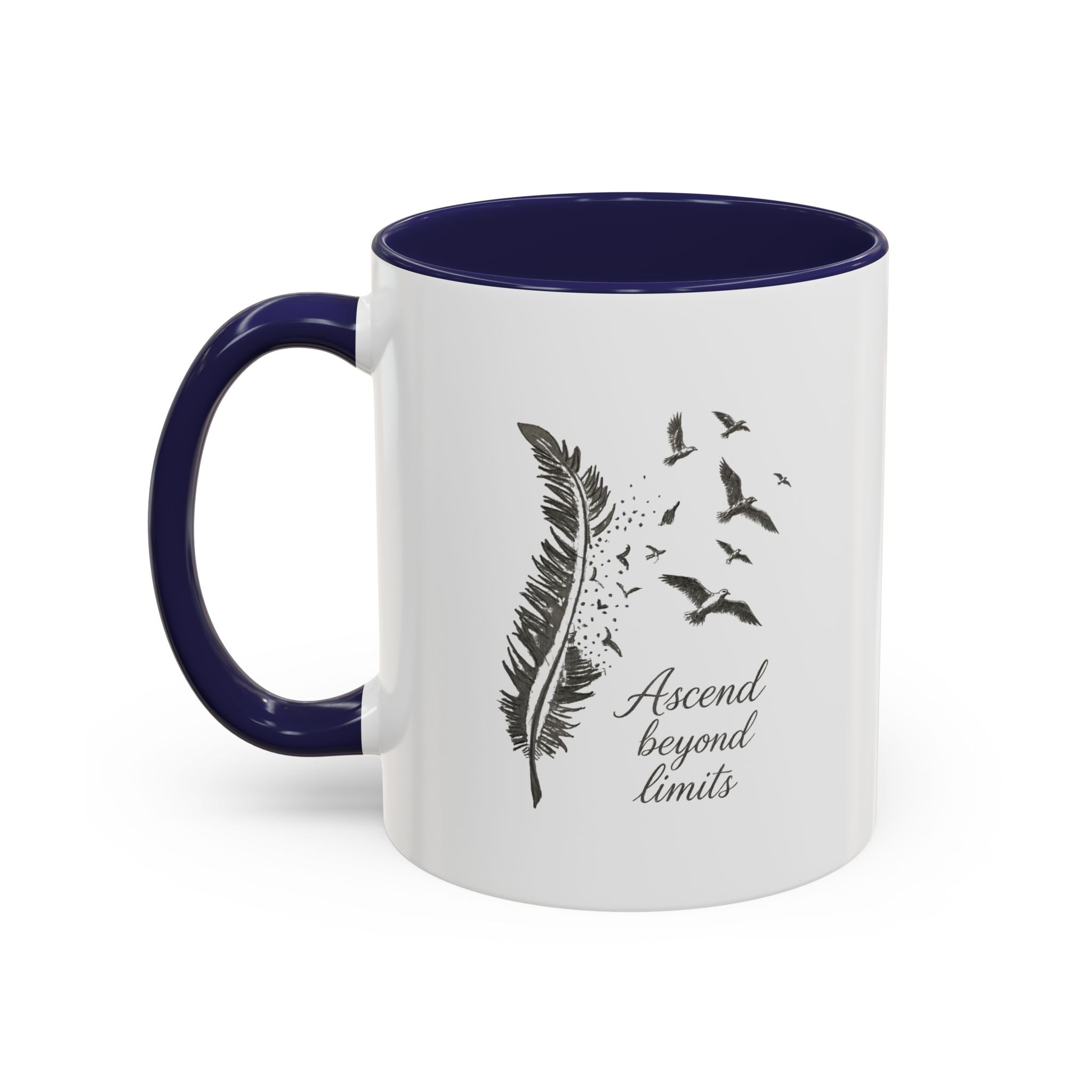 Ascend Beyond Limits- hand sketched feather Coffee-Accent Mug (11/15oz)