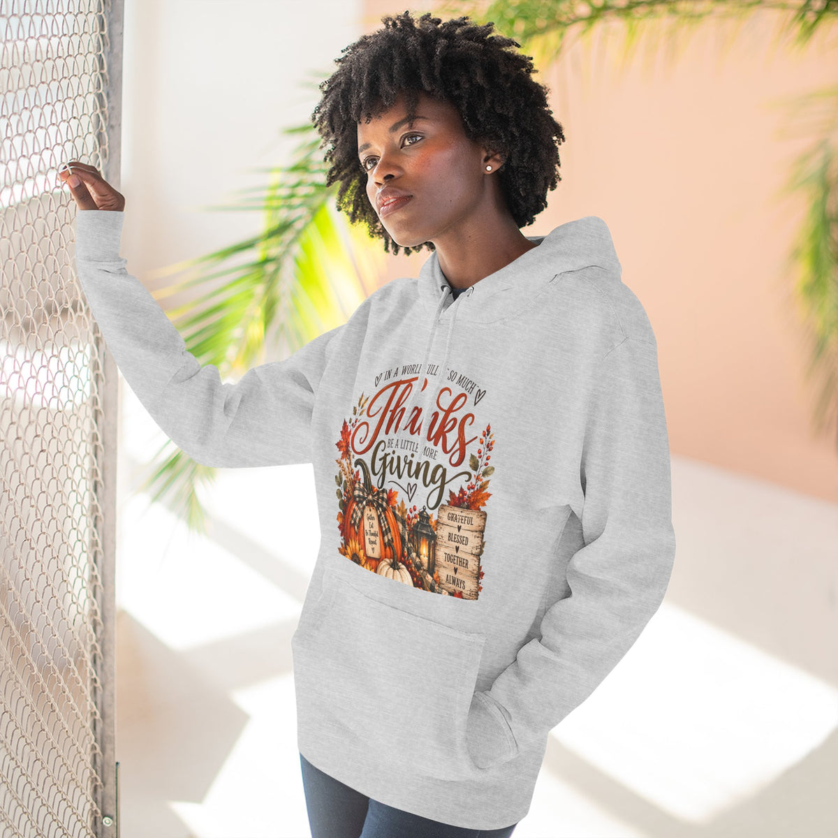 Thanksgiving Harvest Hoodie — Give Thanks Fleece Pullover