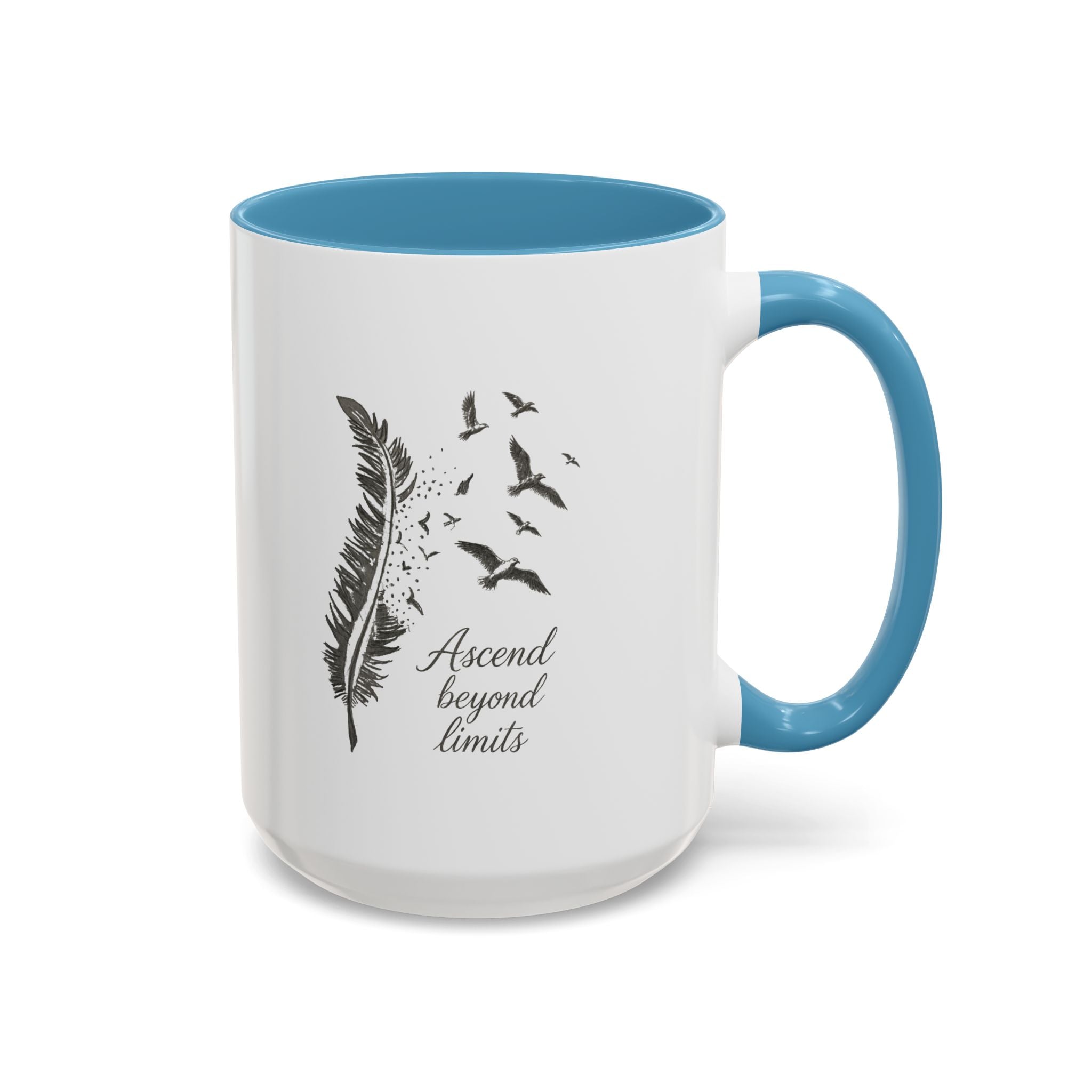 Ascend Beyond Limits- hand sketched feather Coffee-Accent Mug (11/15oz)