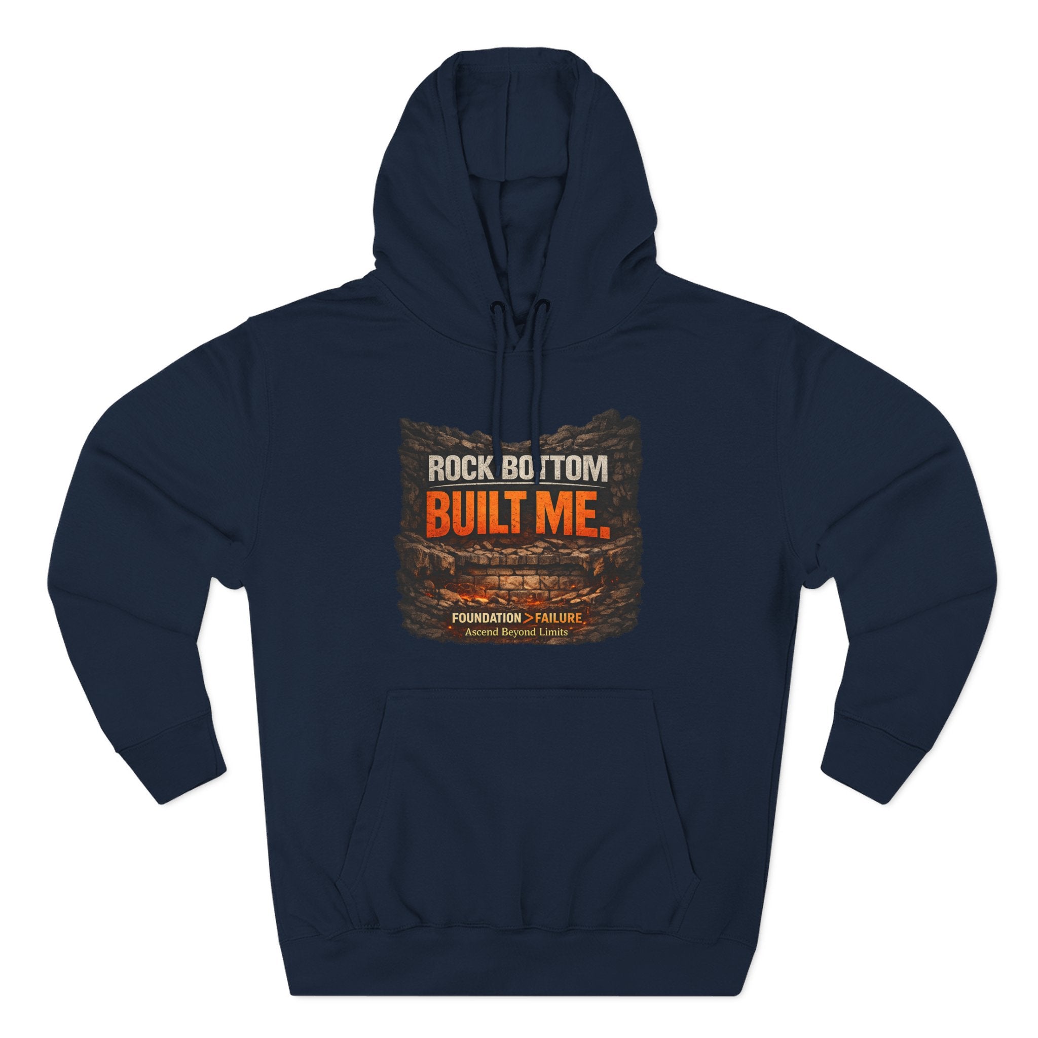 Rock Bottom Built Me Hoodie — Inspirational Recovery Fleece Pullover