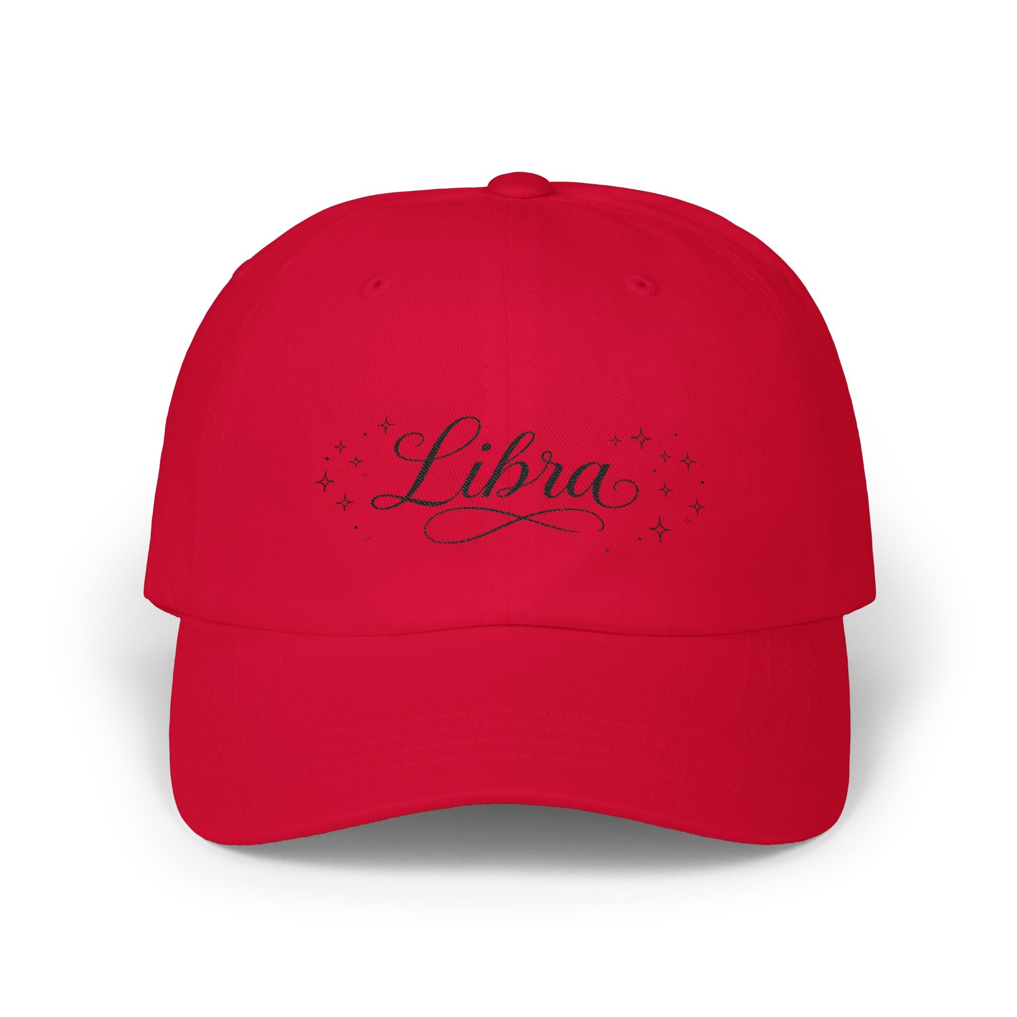 Libra Script Dad Cap — Zodiac Baseball Hat with Sparkle Stars