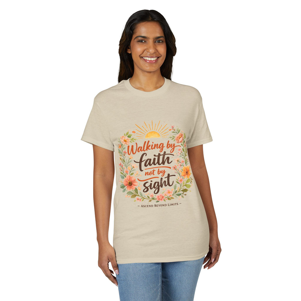 Faith Floral T-Shirt — "Walking by Faith, Not by Sight" Inspirational Tee