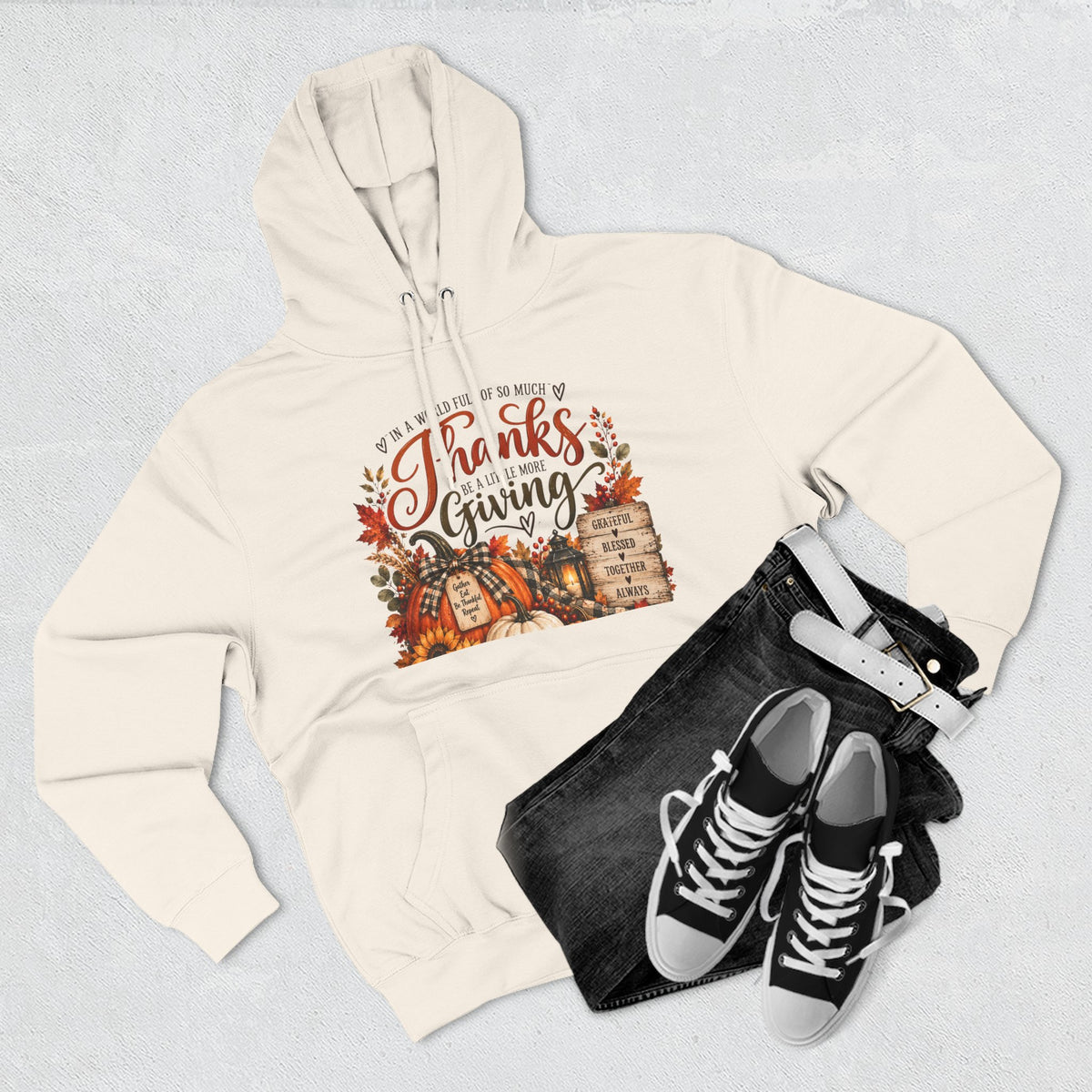 Thanksgiving Harvest Hoodie — Give Thanks Fleece Pullover