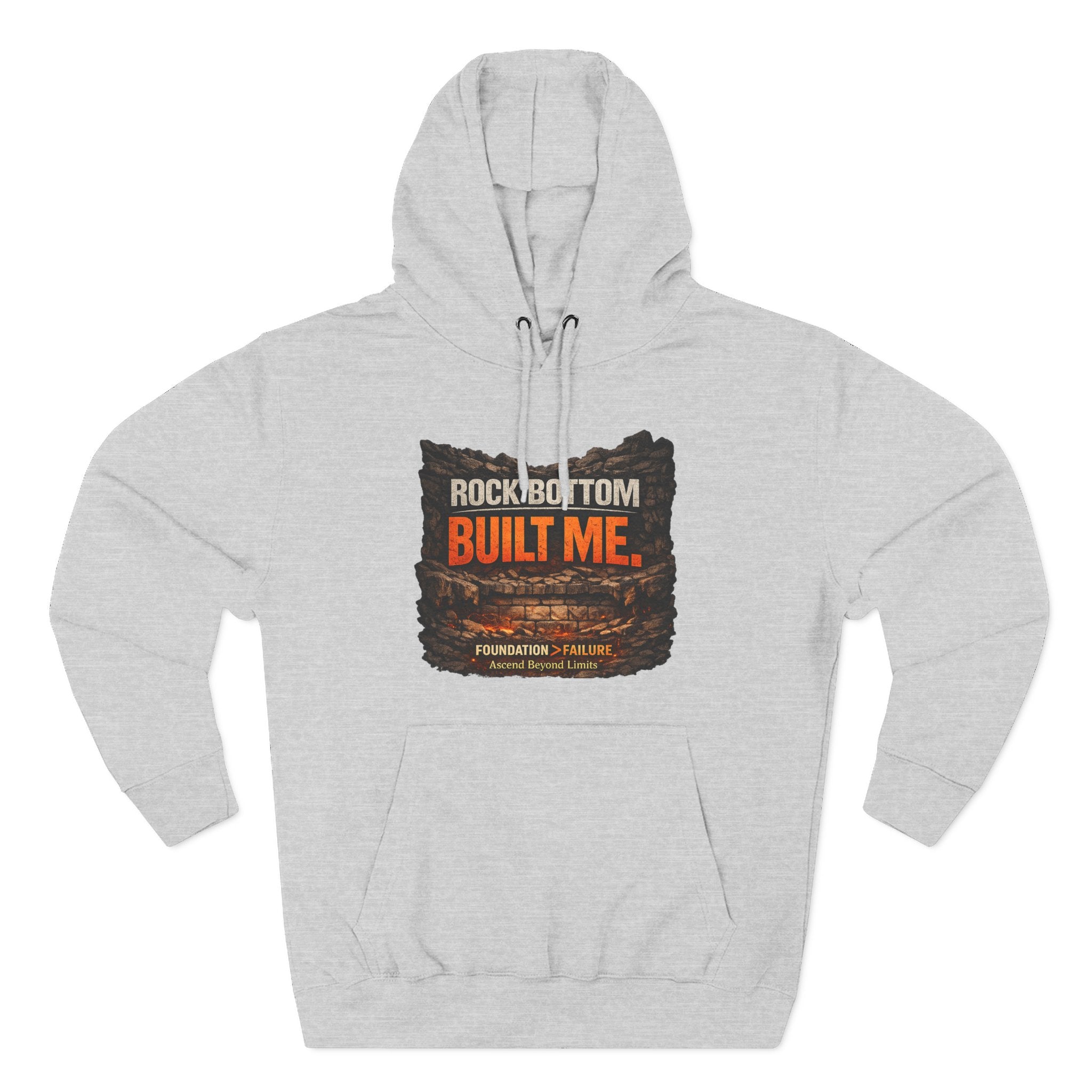 Rock Bottom Built Me Hoodie — Inspirational Recovery Fleece Pullover