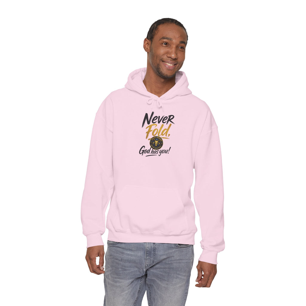 Never Fold Hoodie — 'God Has You' Faith Graphic Sweatshirt