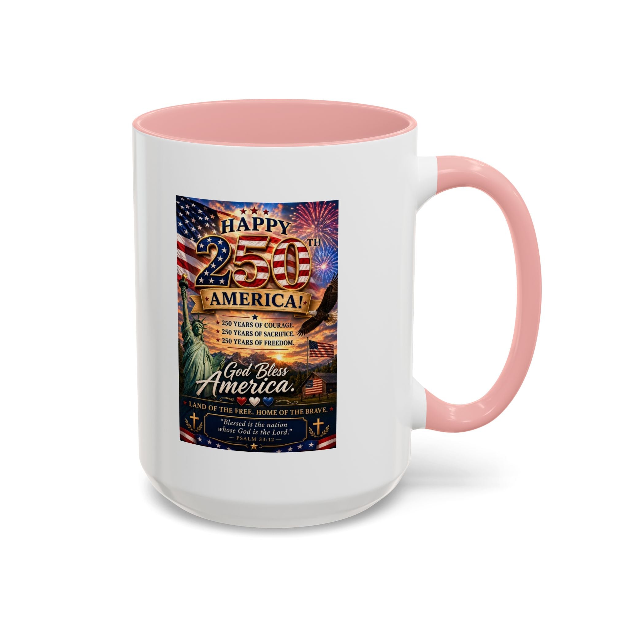 Patriotic Coffee Mug - "Happy 250 America!" Anniversary Design