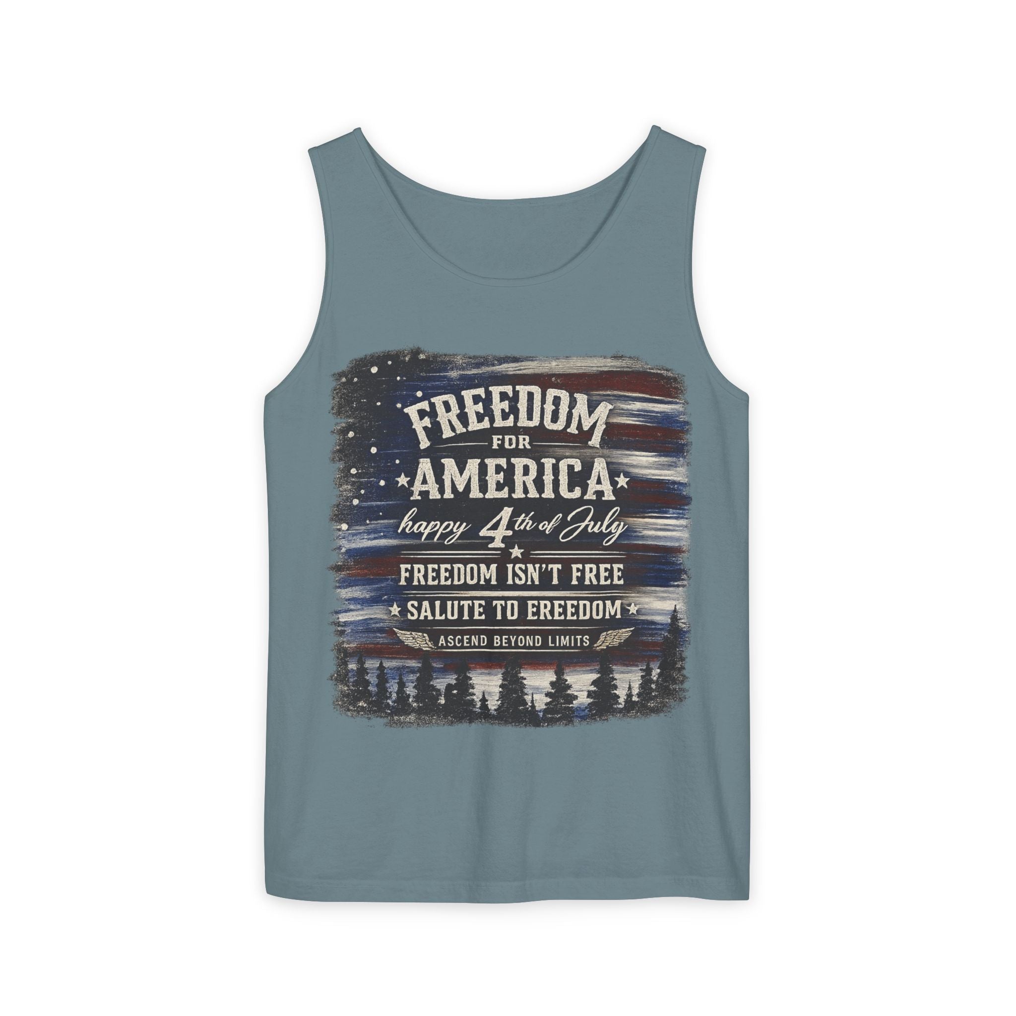 Freedom for America 4th of July Tank Top — Patriotic Salute to Freedom