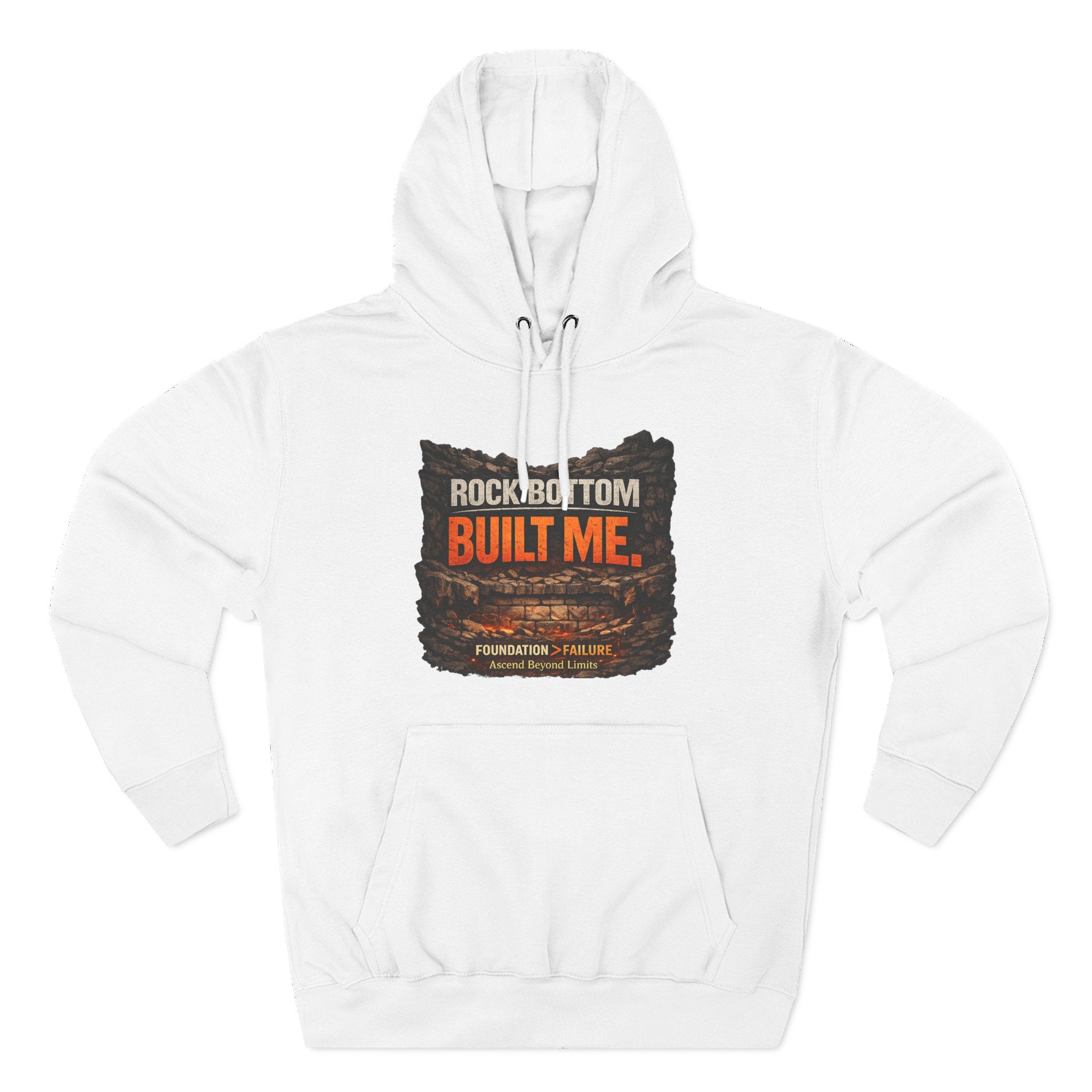 Rock Bottom Built Me Hoodie — Inspirational Recovery Fleece Pullover