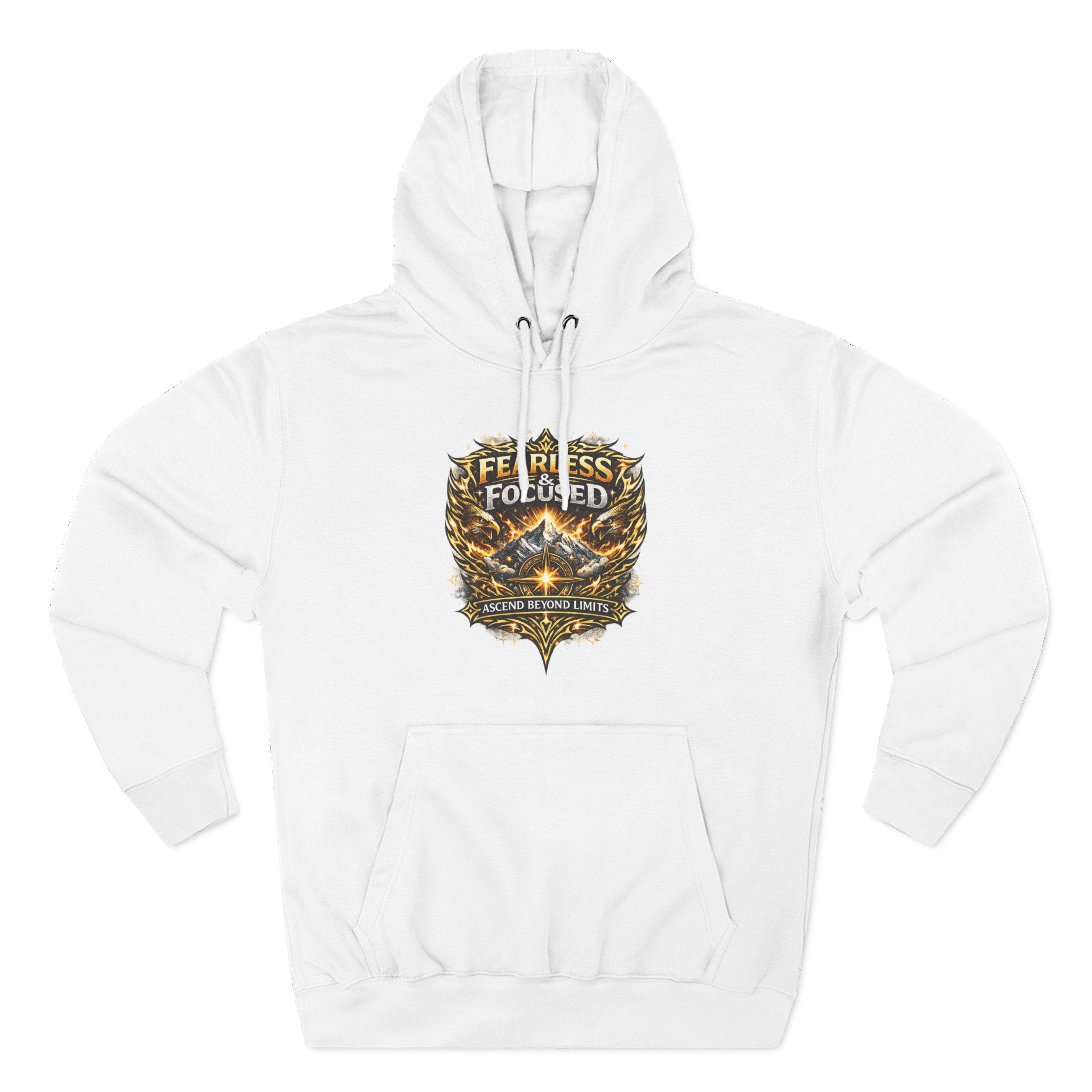 Fearless & Focused Shield Hoodie — Motivational Graphic Pullover