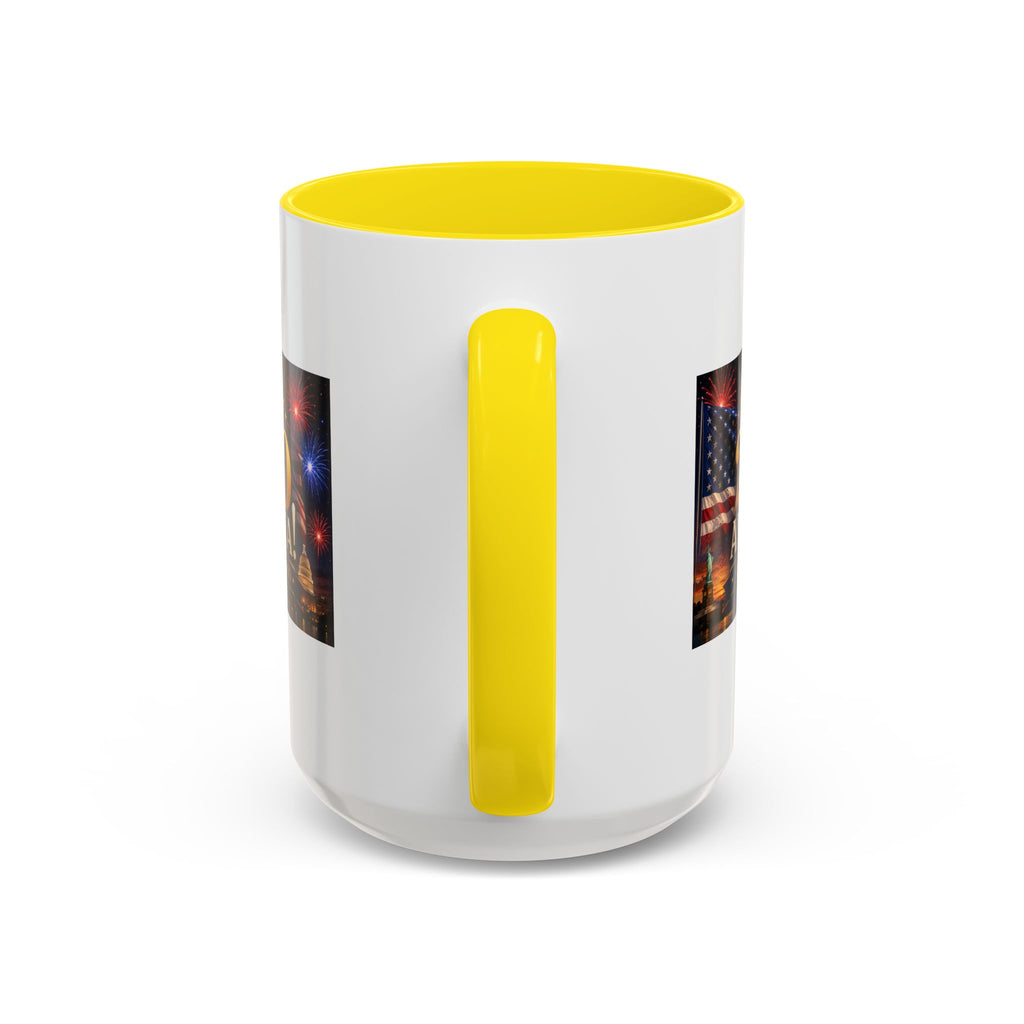 Happy 250 America Accent Coffee Mug — Patriotic Fireworks & Flag 11/15oz