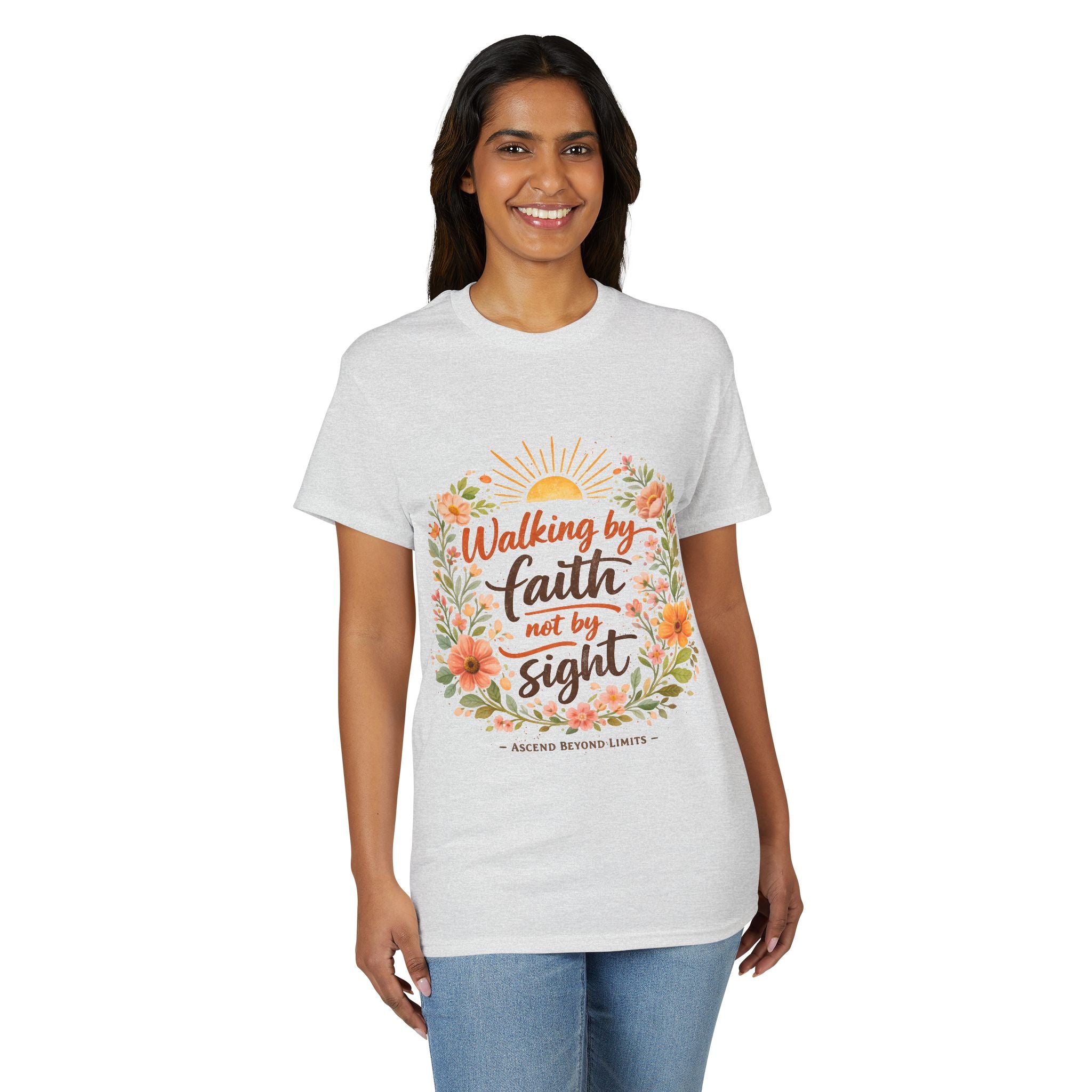 Faith Floral T-Shirt — "Walking by Faith, Not by Sight" Inspirational Tee