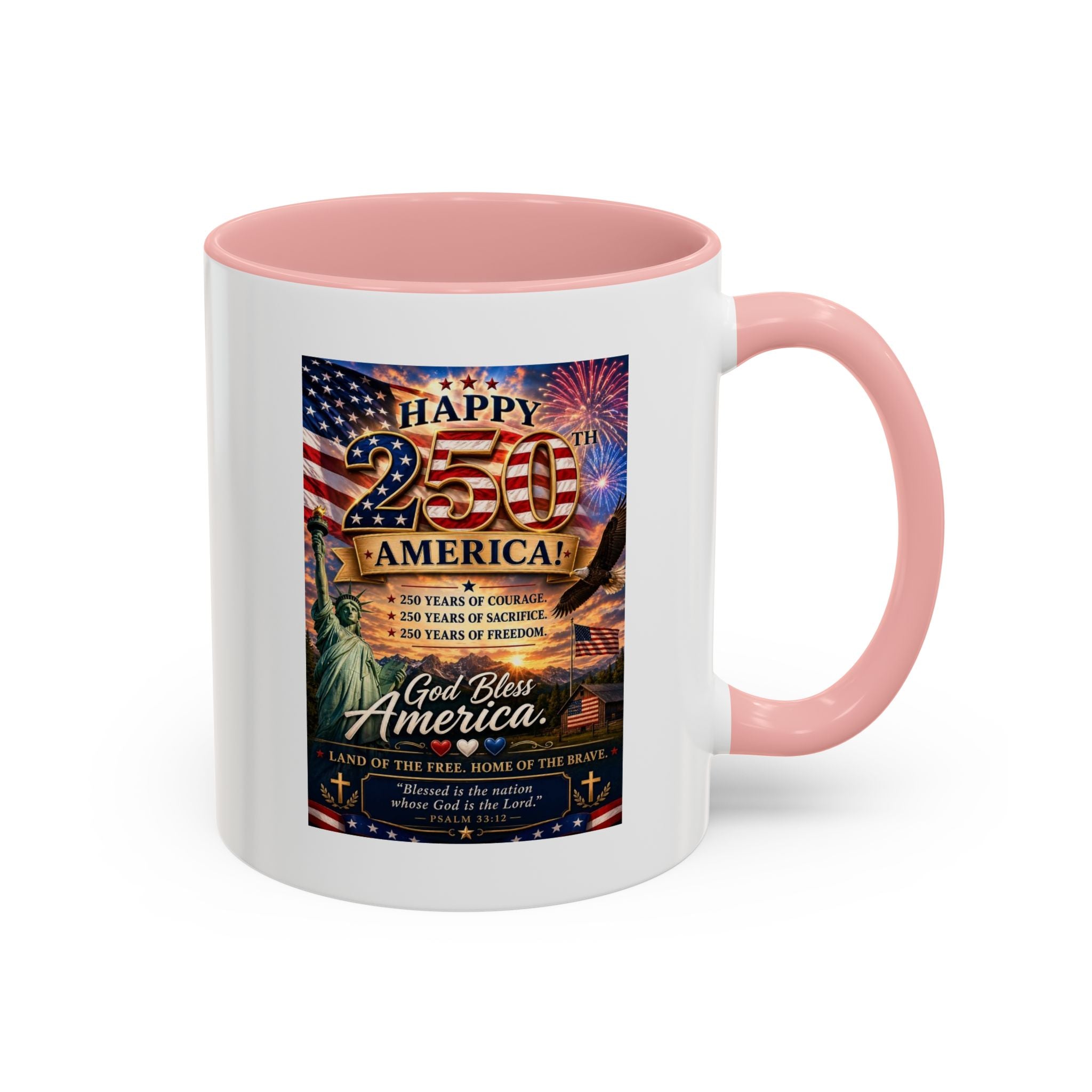 Patriotic Coffee Mug - "Happy 250 America!" Anniversary Design