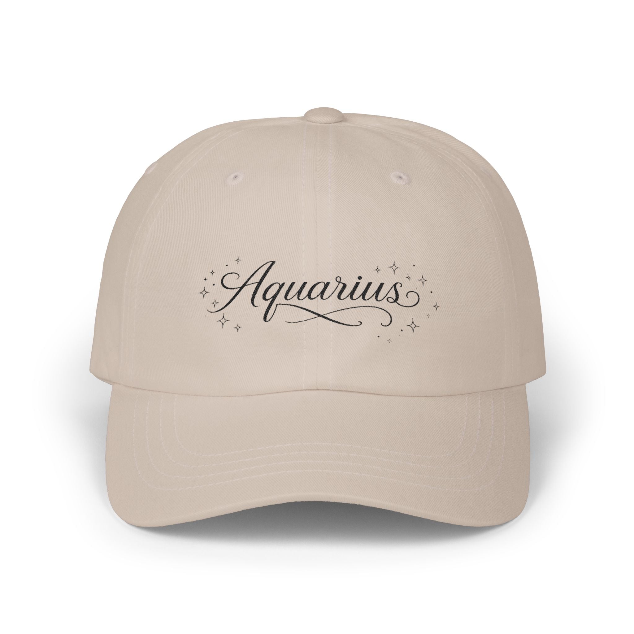 Aquarius Dad Cap – Elegant Script Zodiac Baseball Hat