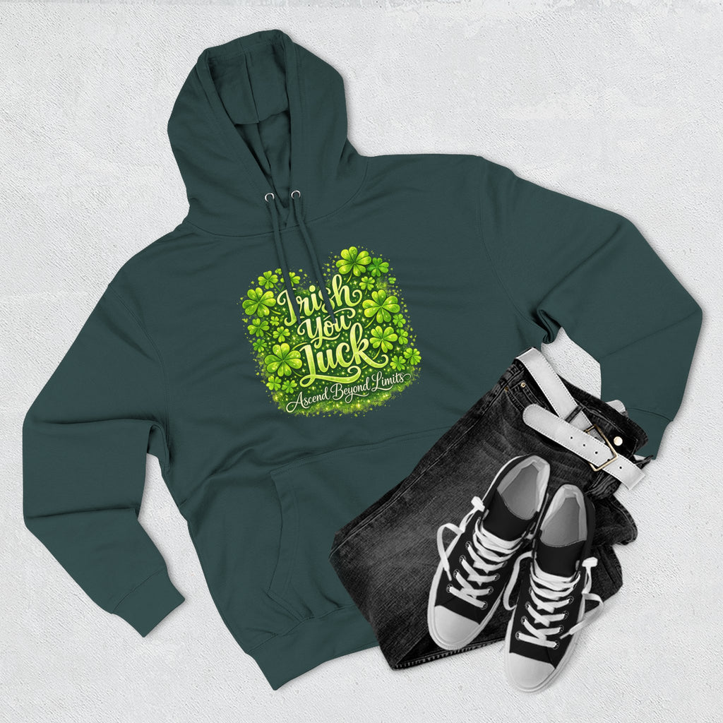 St. Patrick's 'Irish You Luck' Hoodie – Shamrock Clover Graphic Sweatshirt