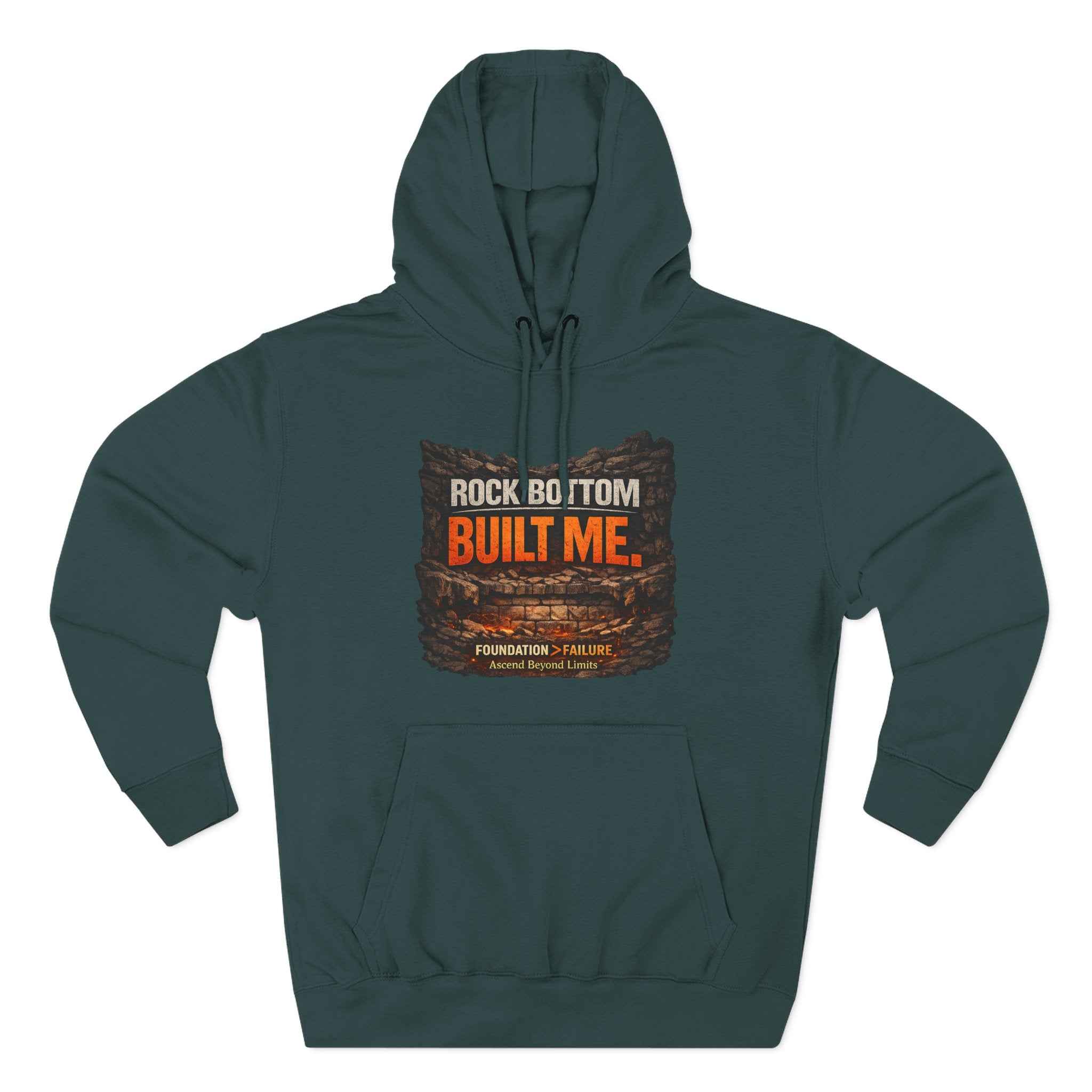 Rock Bottom Built Me Hoodie — Inspirational Recovery Fleece Pullover