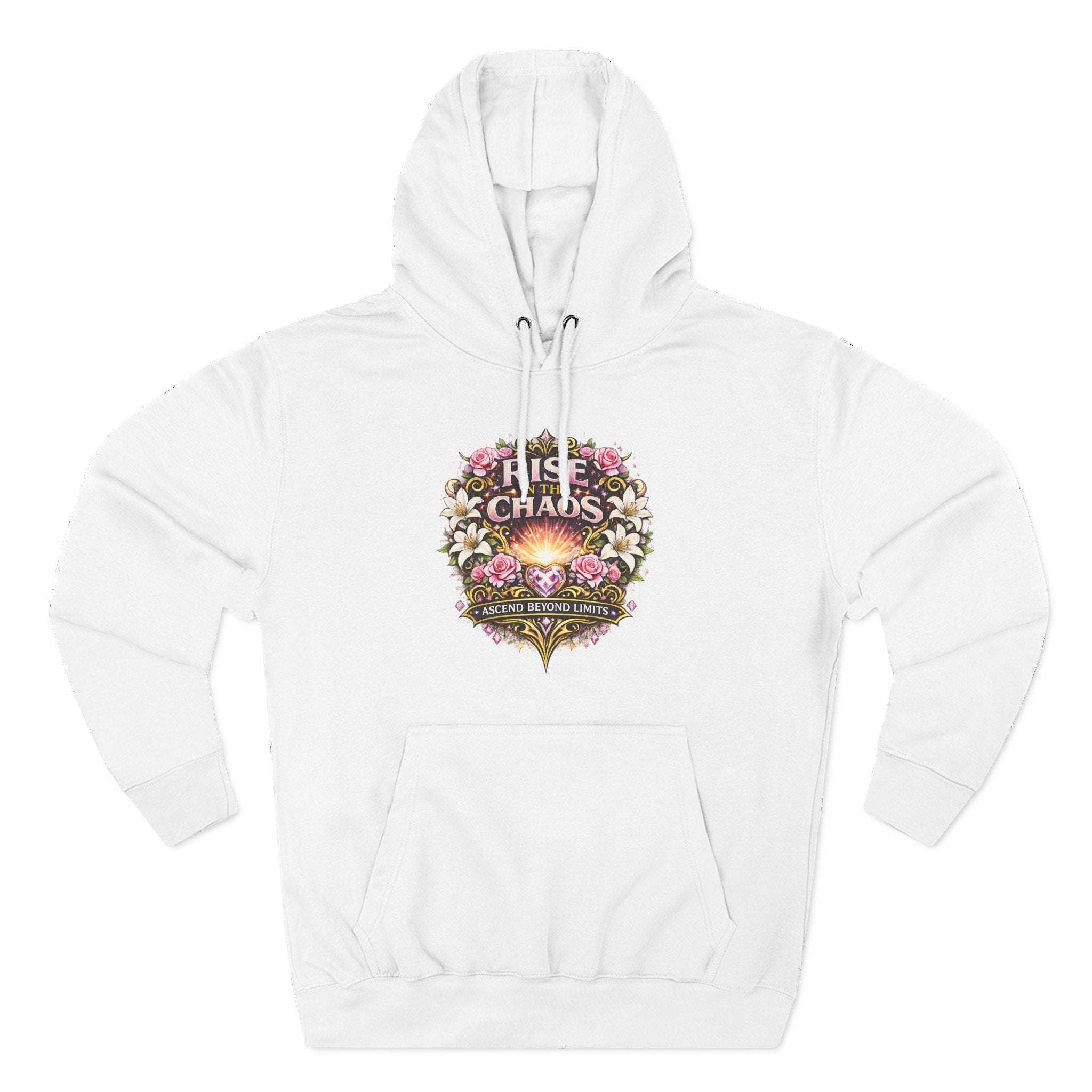 Floral 'Rise from Chaos' Hoodie — Vintage Crest Graphic Pullover