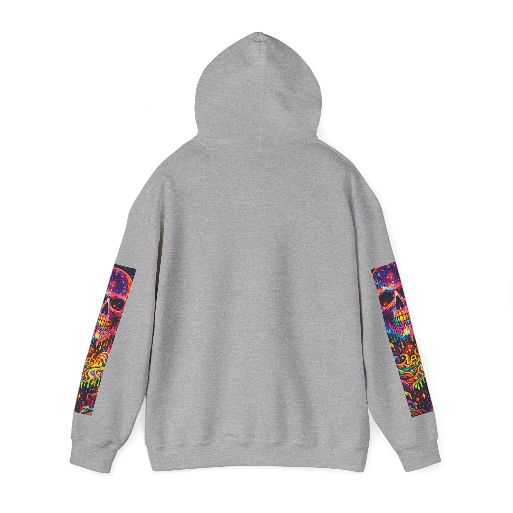 Psychedelic Skull Hoodie – "Faces Beyond Limits" Neon Horror Pullover