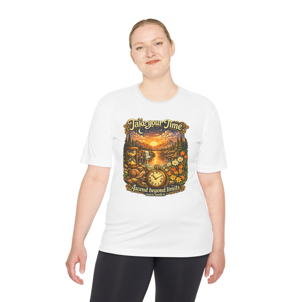 Take Your Time Scenic Tee — 'Take Your Time, Ascend Beyond Limits' Relaxed Vintage Nature Shirt