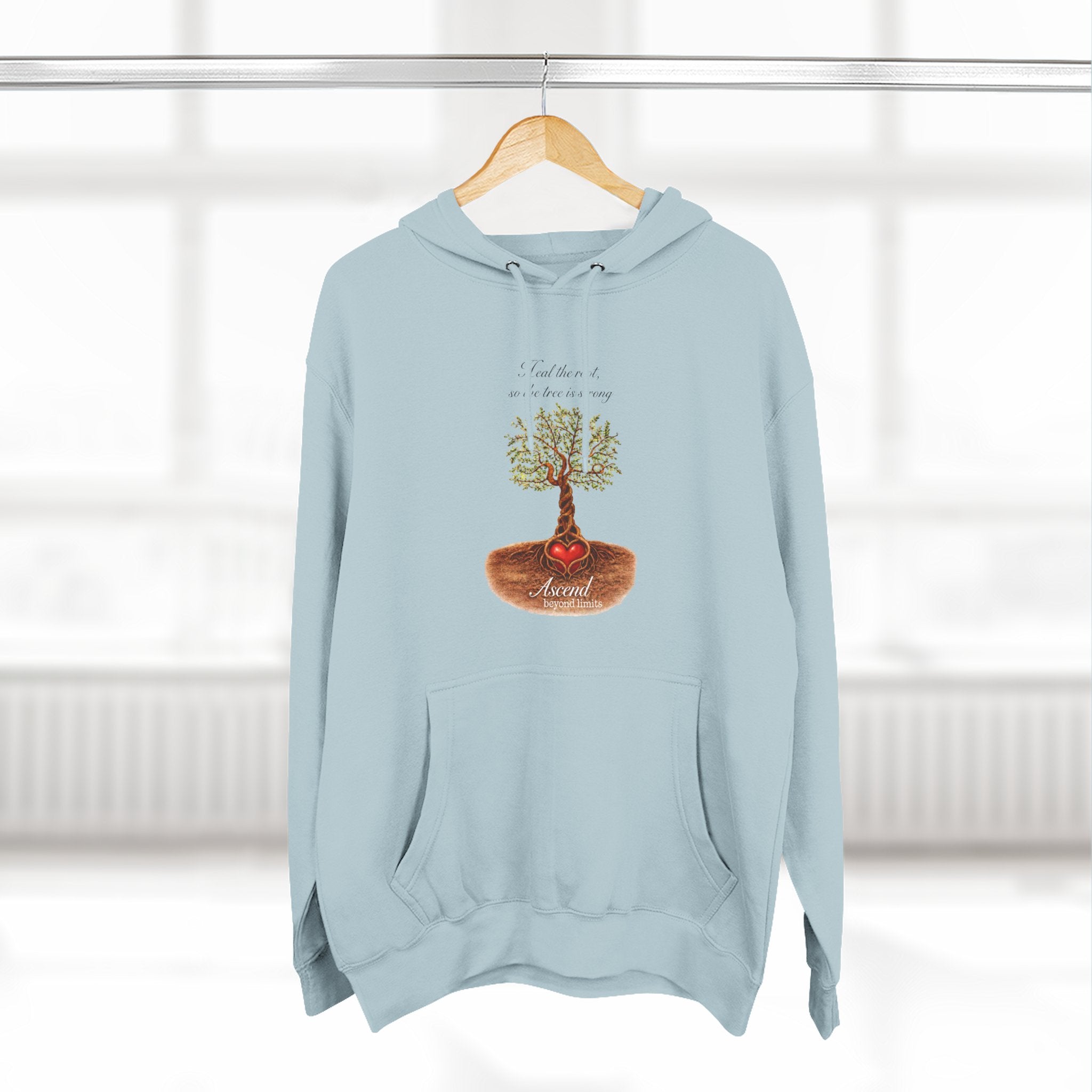 Ascend Beyond Limits Hoodie — 'Heal the Root' Tree Graphic Fleece Hoodie