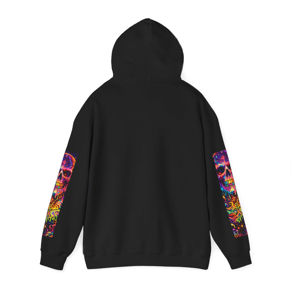 Psychedelic Skull Hoodie – "Faces Beyond Limits" Neon Horror Pullover