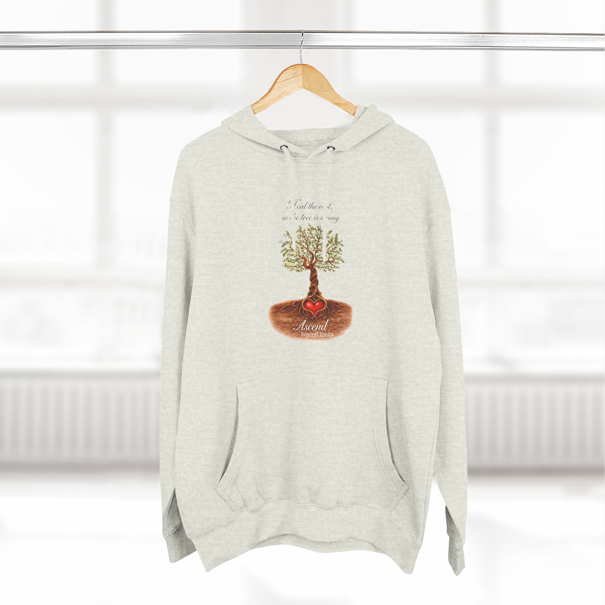 Ascend Beyond Limits Hoodie — 'Heal the Root' Tree Graphic Fleece Hoodie