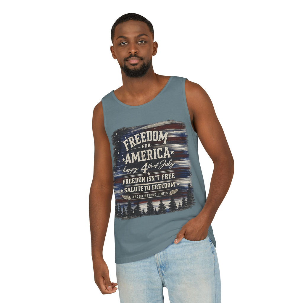 Freedom for America 4th of July Tank Top — Patriotic Salute to Freedom