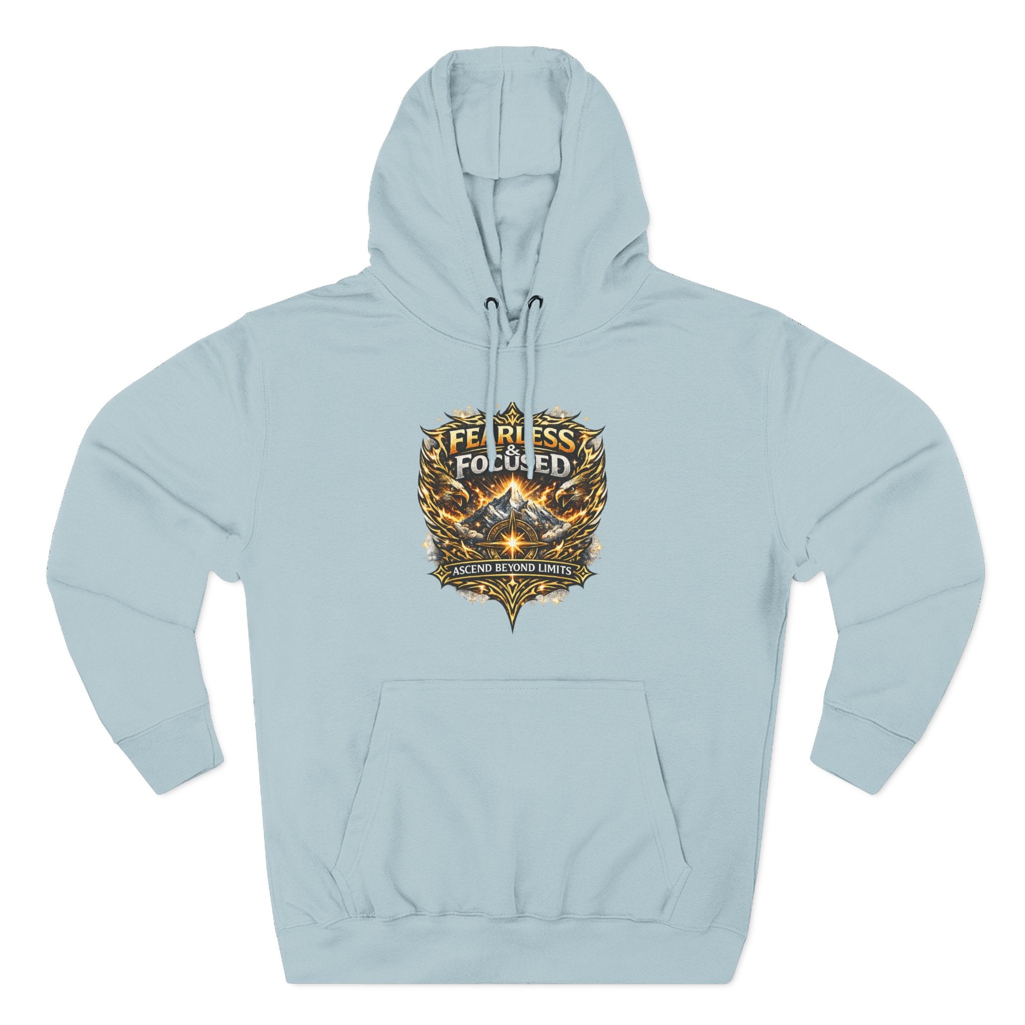 Fearless & Focused Shield Hoodie — Motivational Graphic Pullover