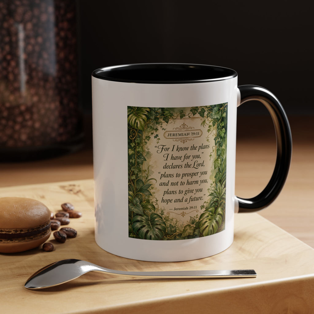 Jeremiah 29:11 Inspirational Coffee Mug – Bible Verse Floral Accent (11/15oz)