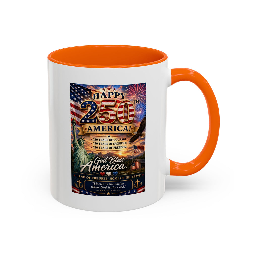Patriotic Coffee Mug - "Happy 250 America!" Anniversary Design
