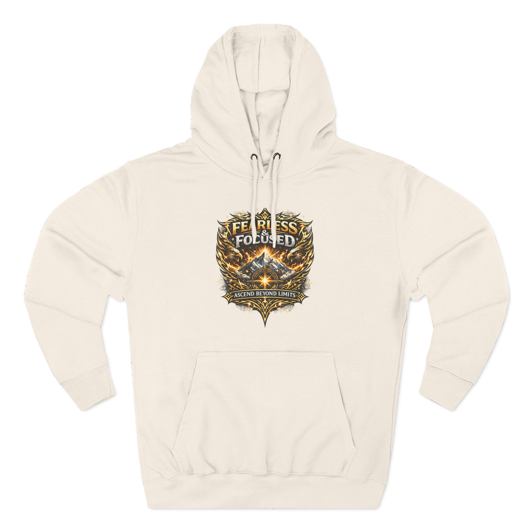 Fearless & Focused Shield Hoodie — Motivational Graphic Pullover